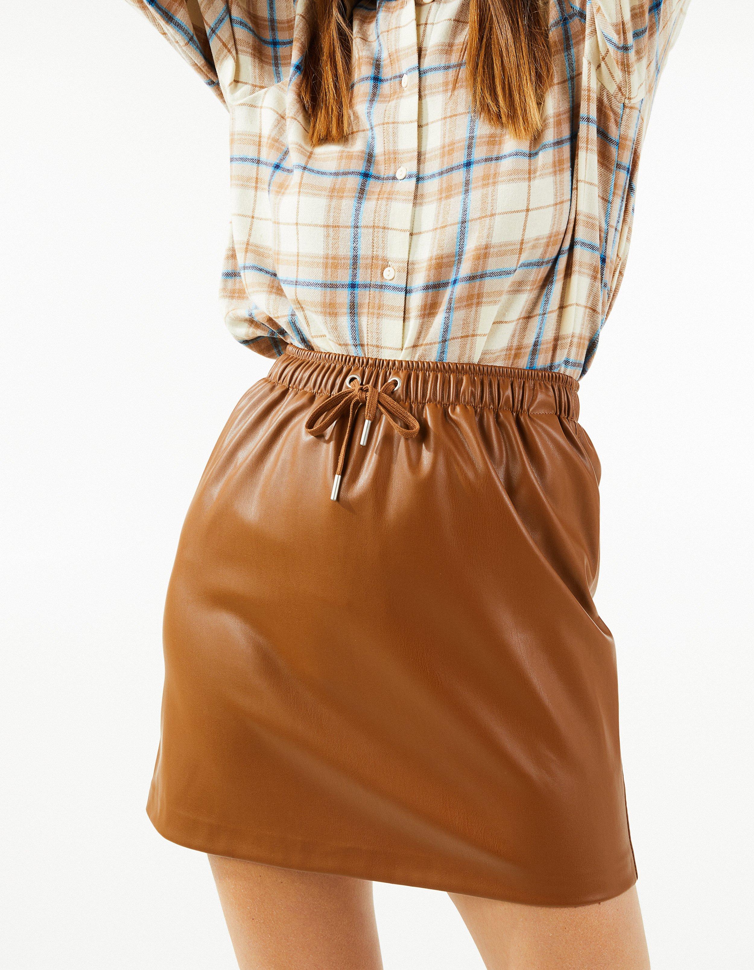 Jupes - Jupe brune en similicuir