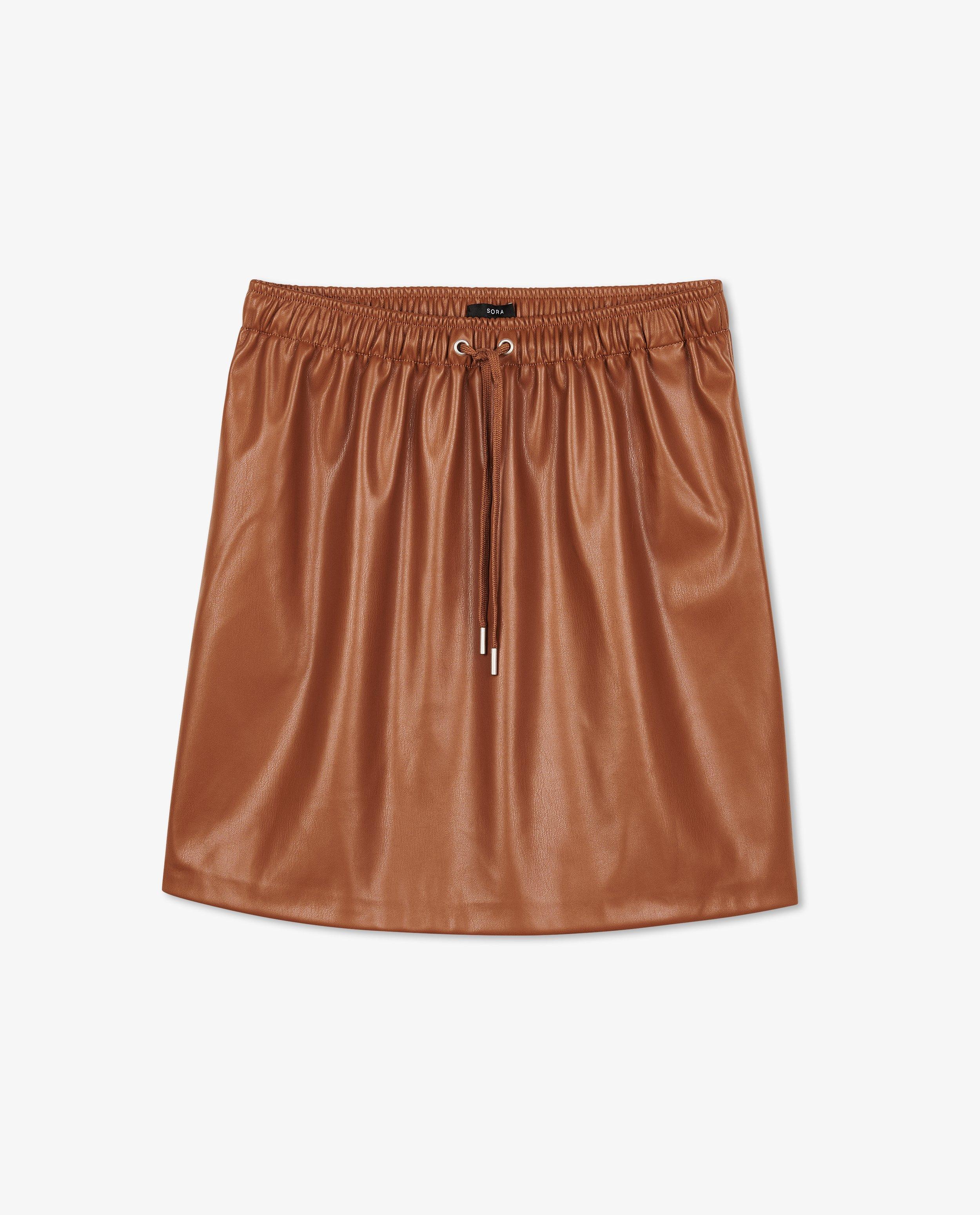 Jupes - Jupe brune en similicuir