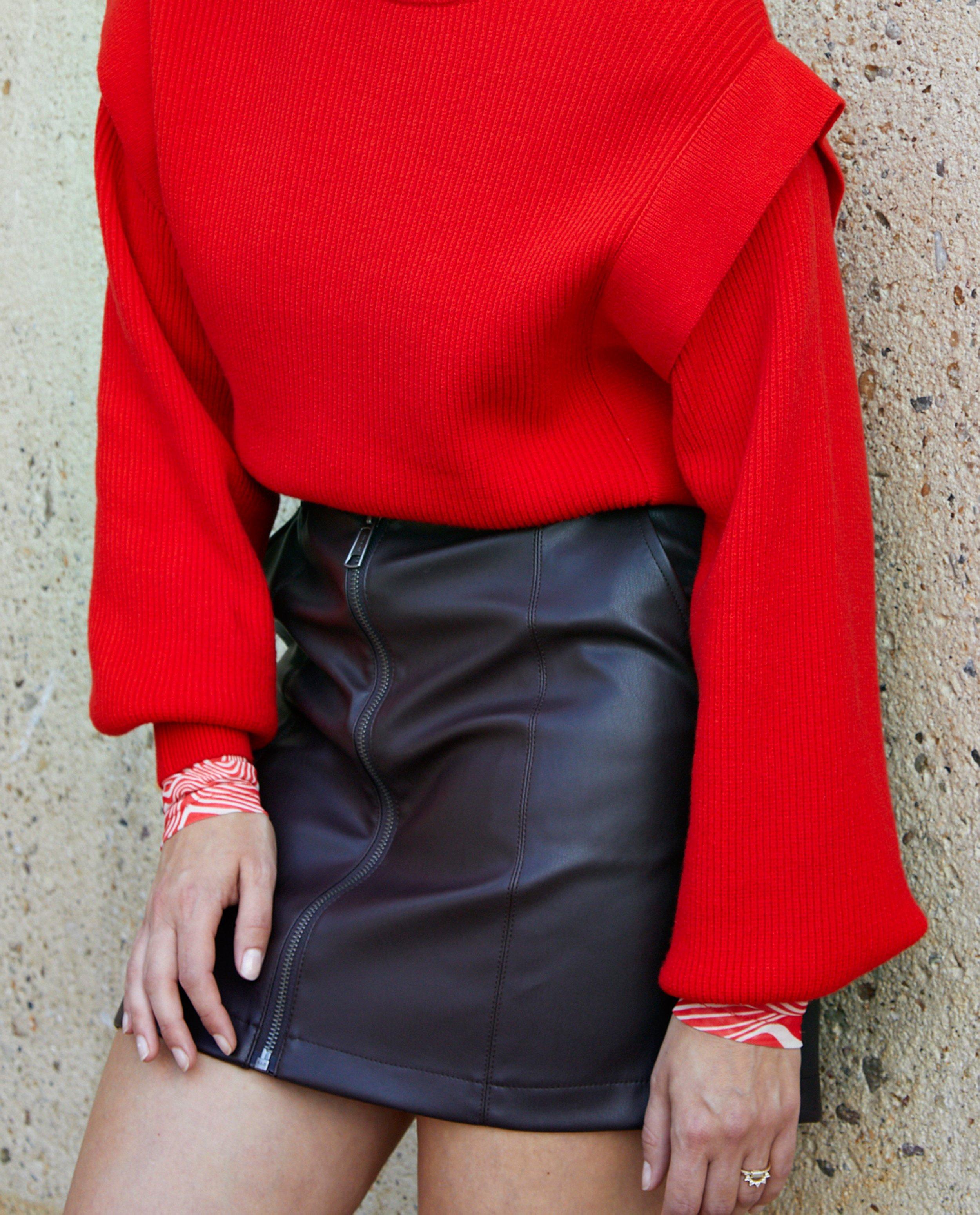 Aubergine rok van faux leather - null - Kim Van Oncen