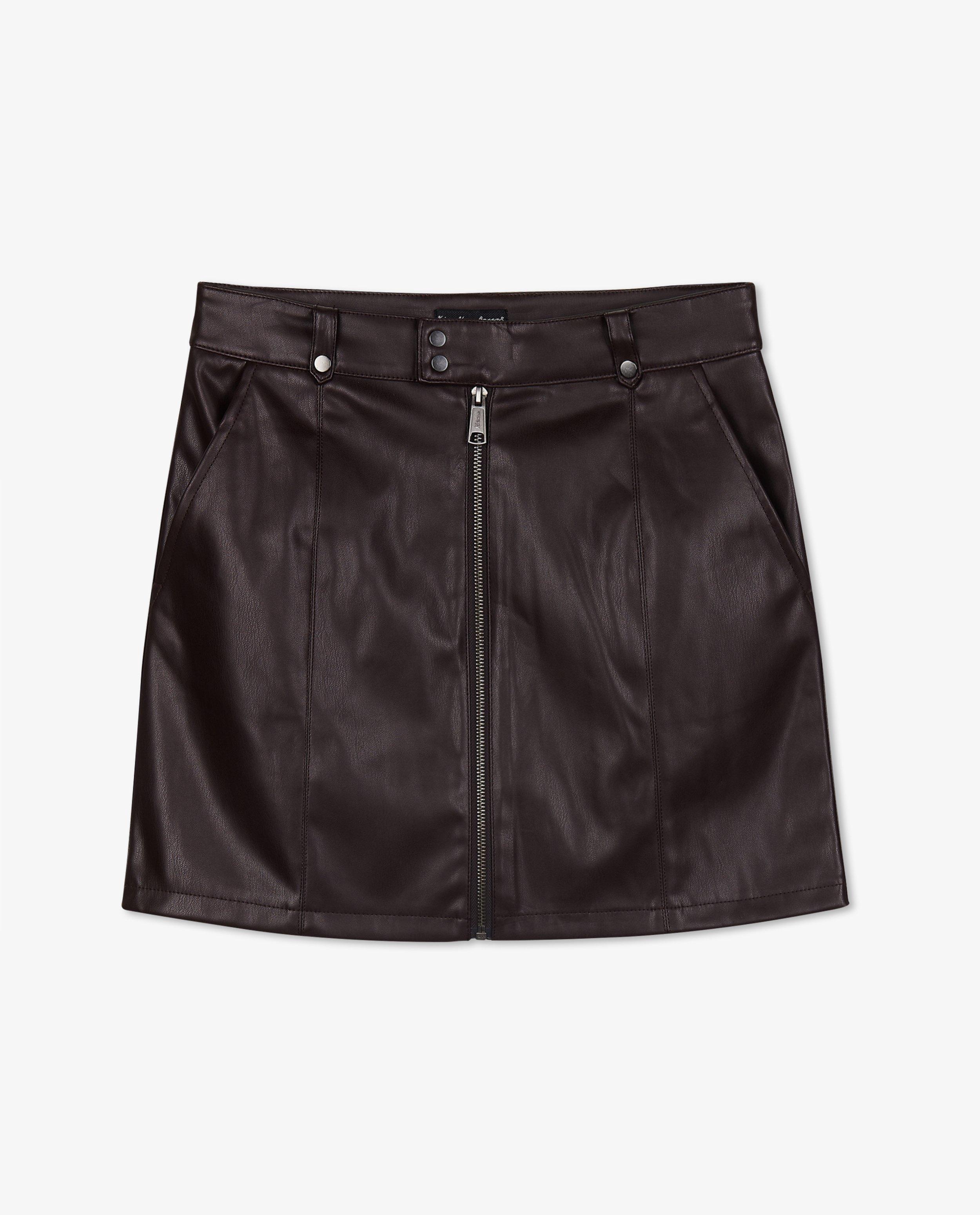 Rokken - Aubergine rok van faux leather