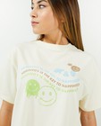 T-shirts - Ecru T-shirt met opschrift