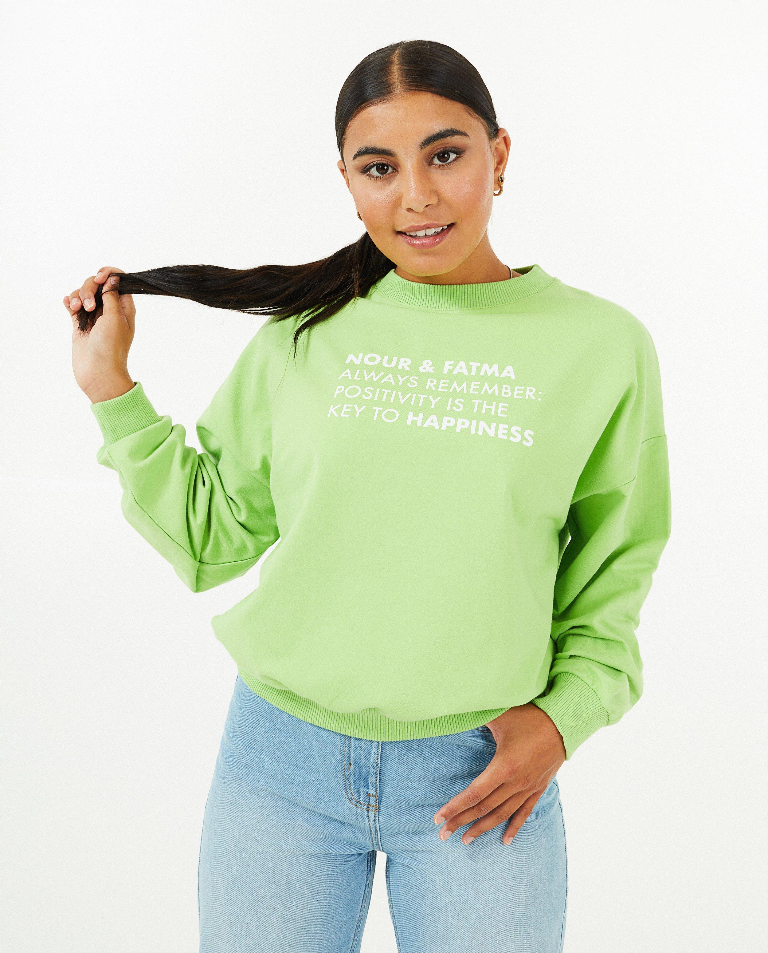 Sweaters - Groene sweater met opschrift