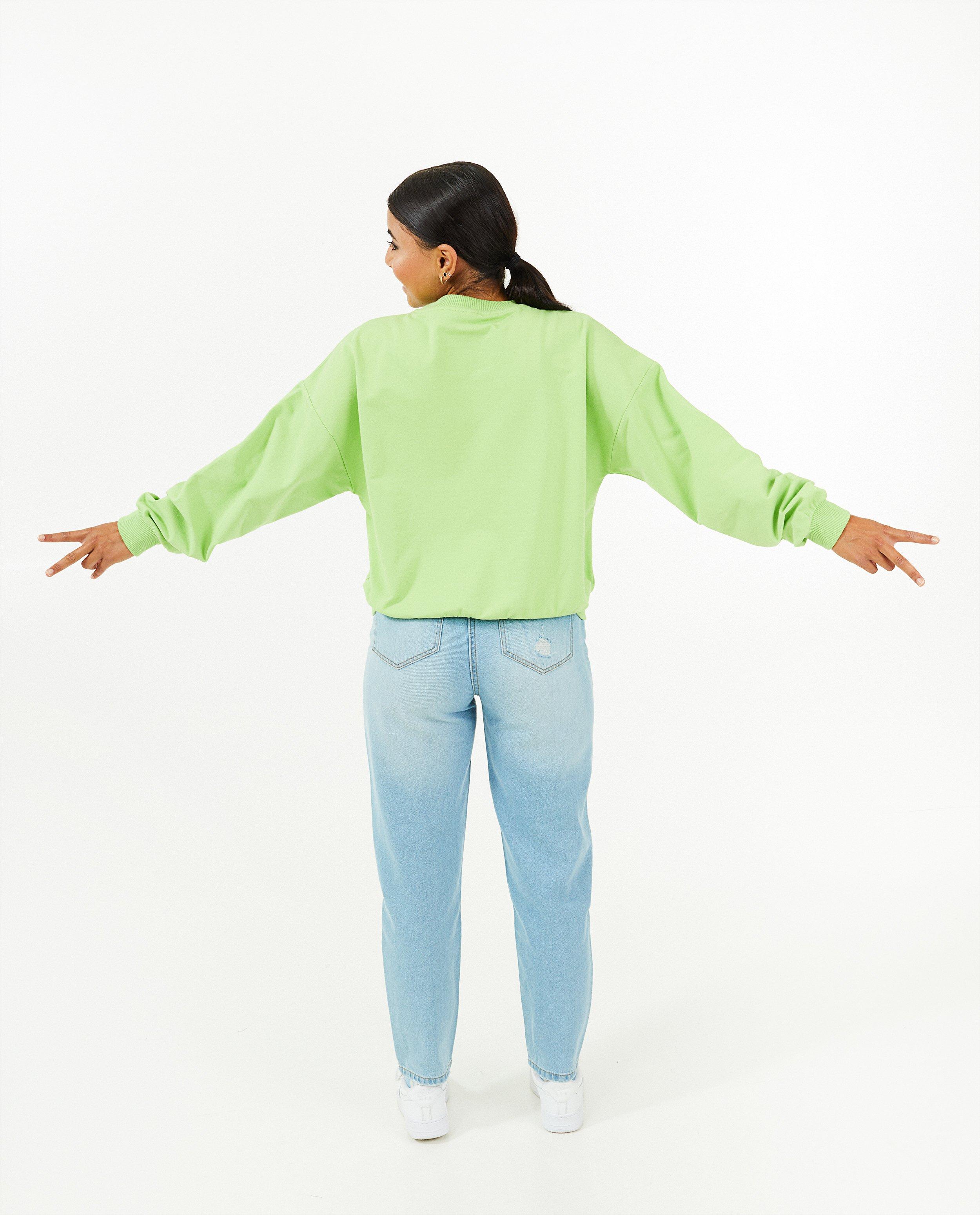 Sweaters - Groene sweater met opschrift
