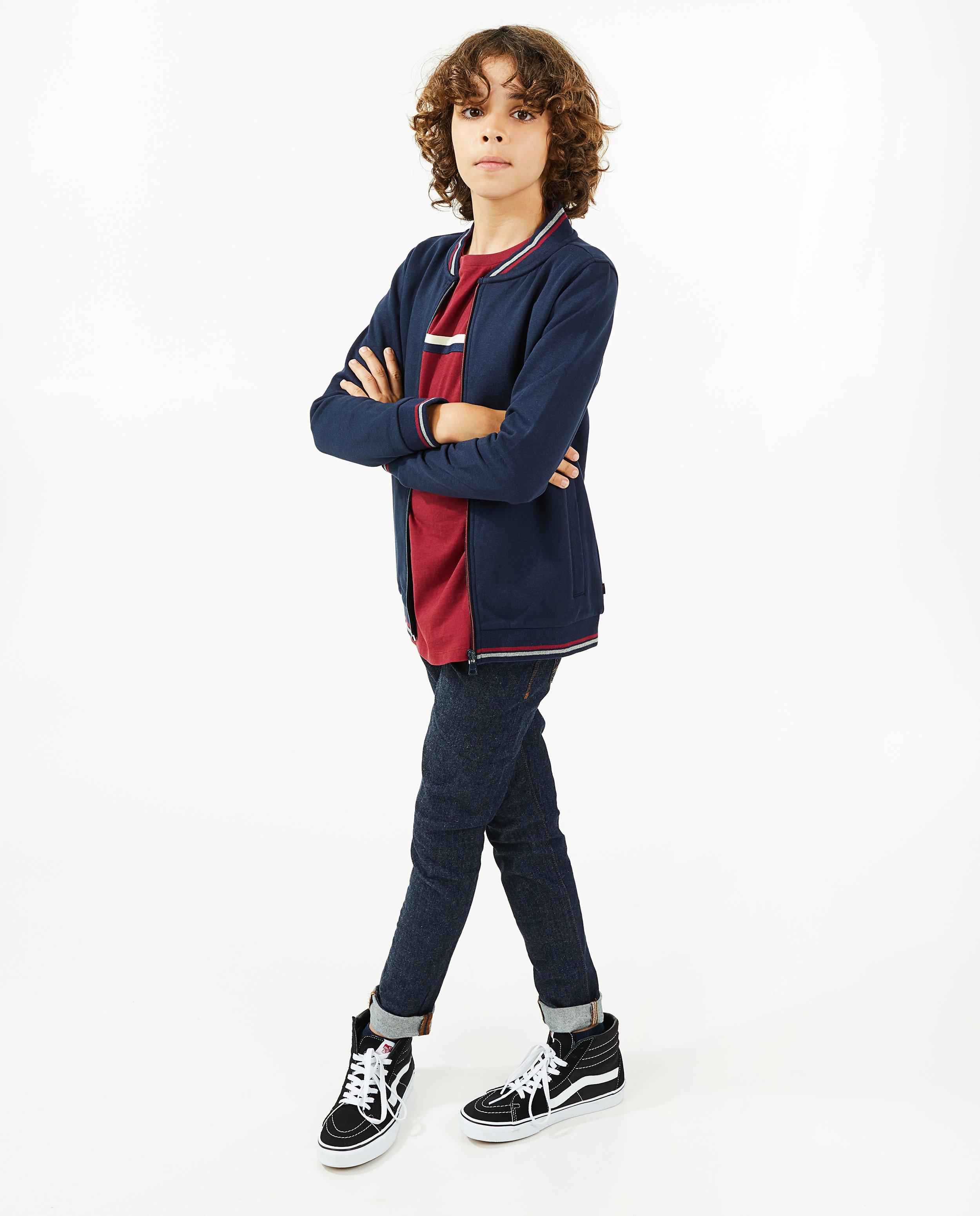 Cardigan bleu foncé à fermeture à glissière - null - Like Me