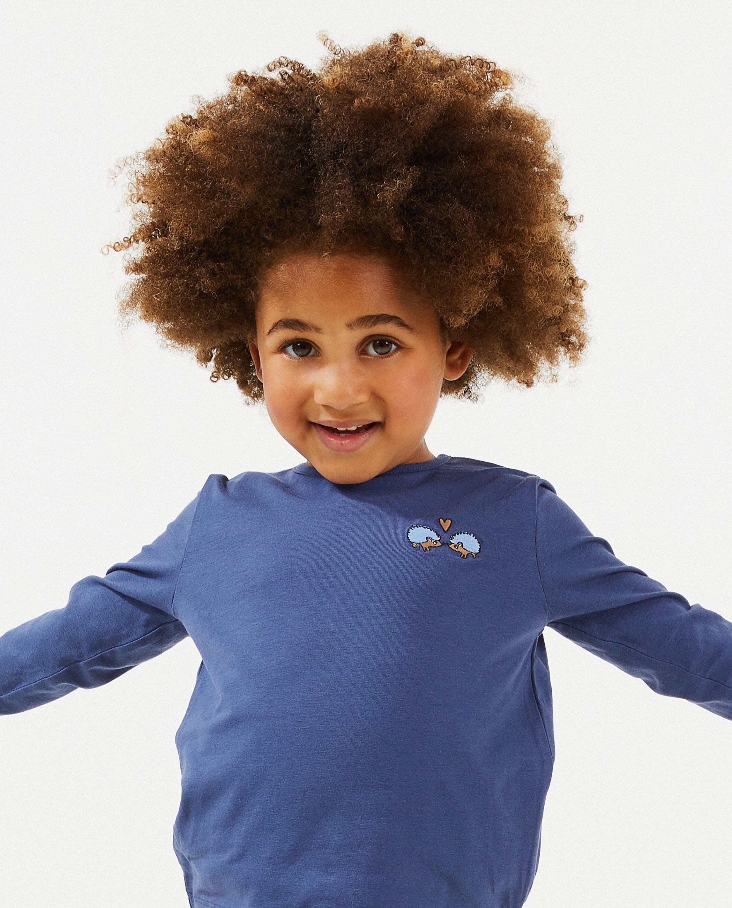 T-shirt bleu à manches longues avec broderie - null - Fred & Samson