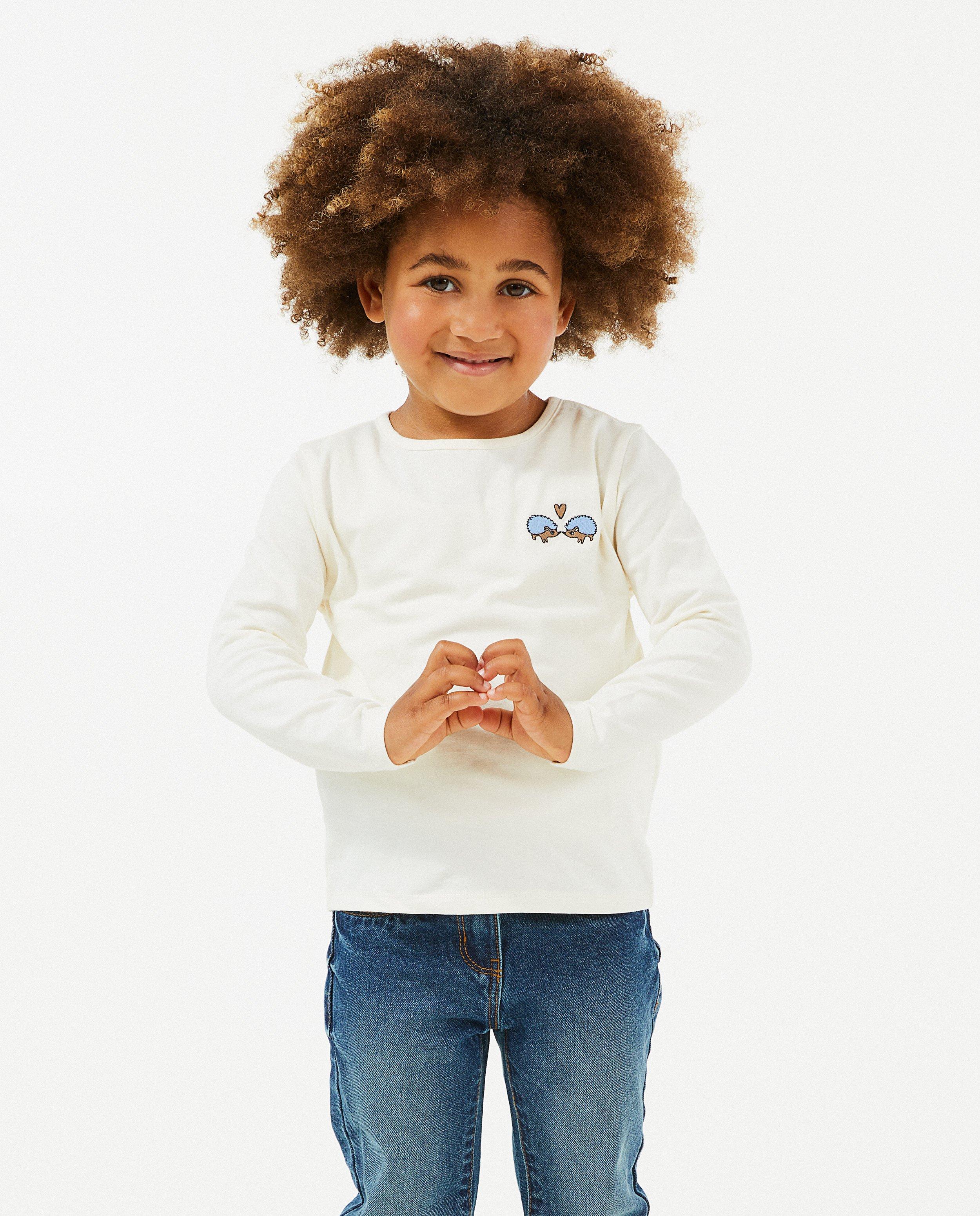 T-shirts - Offwhite longsleeve met borduursel