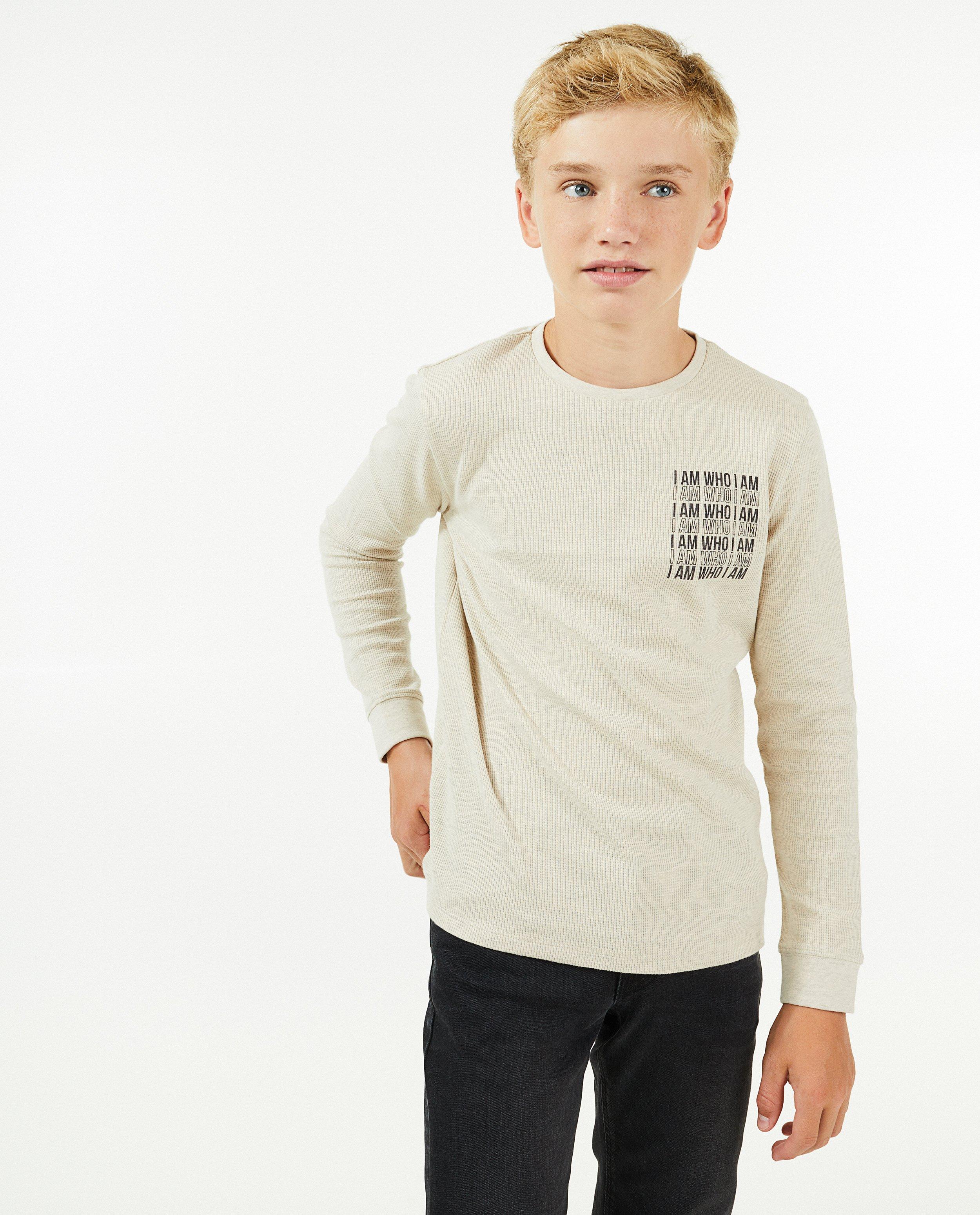 T-shirts - Longsleeve met wafelstructuur