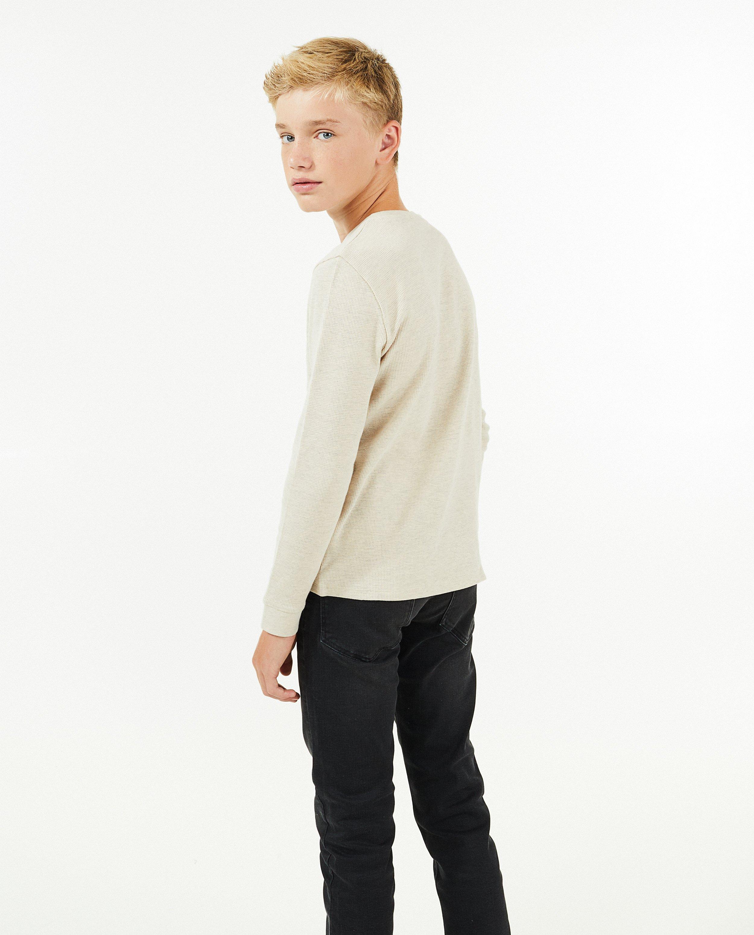 T-shirts - Longsleeve met wafelstructuur
