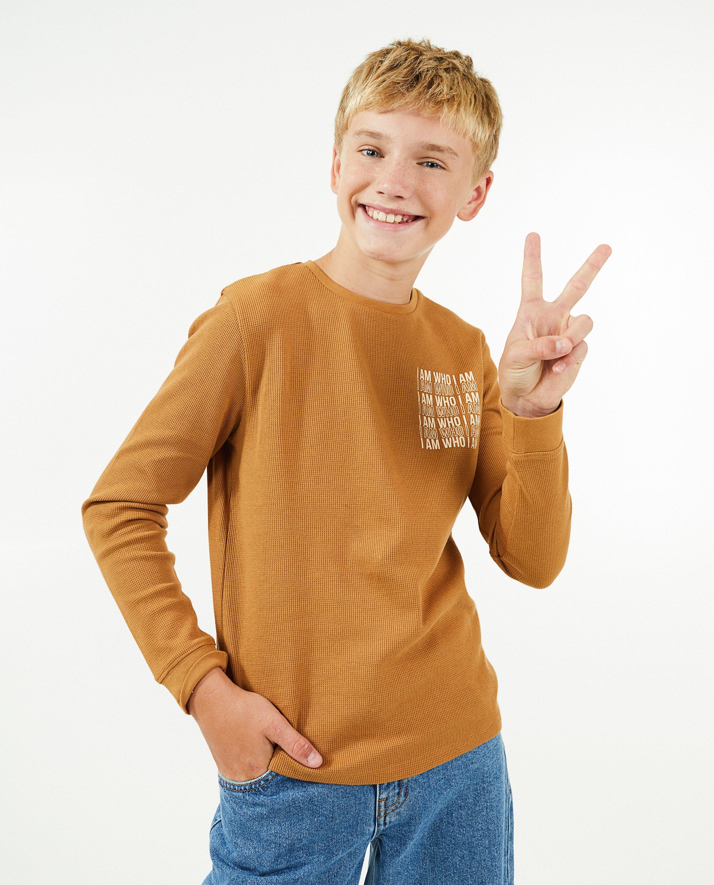 T-shirts - Longsleeve met wafelstructuur