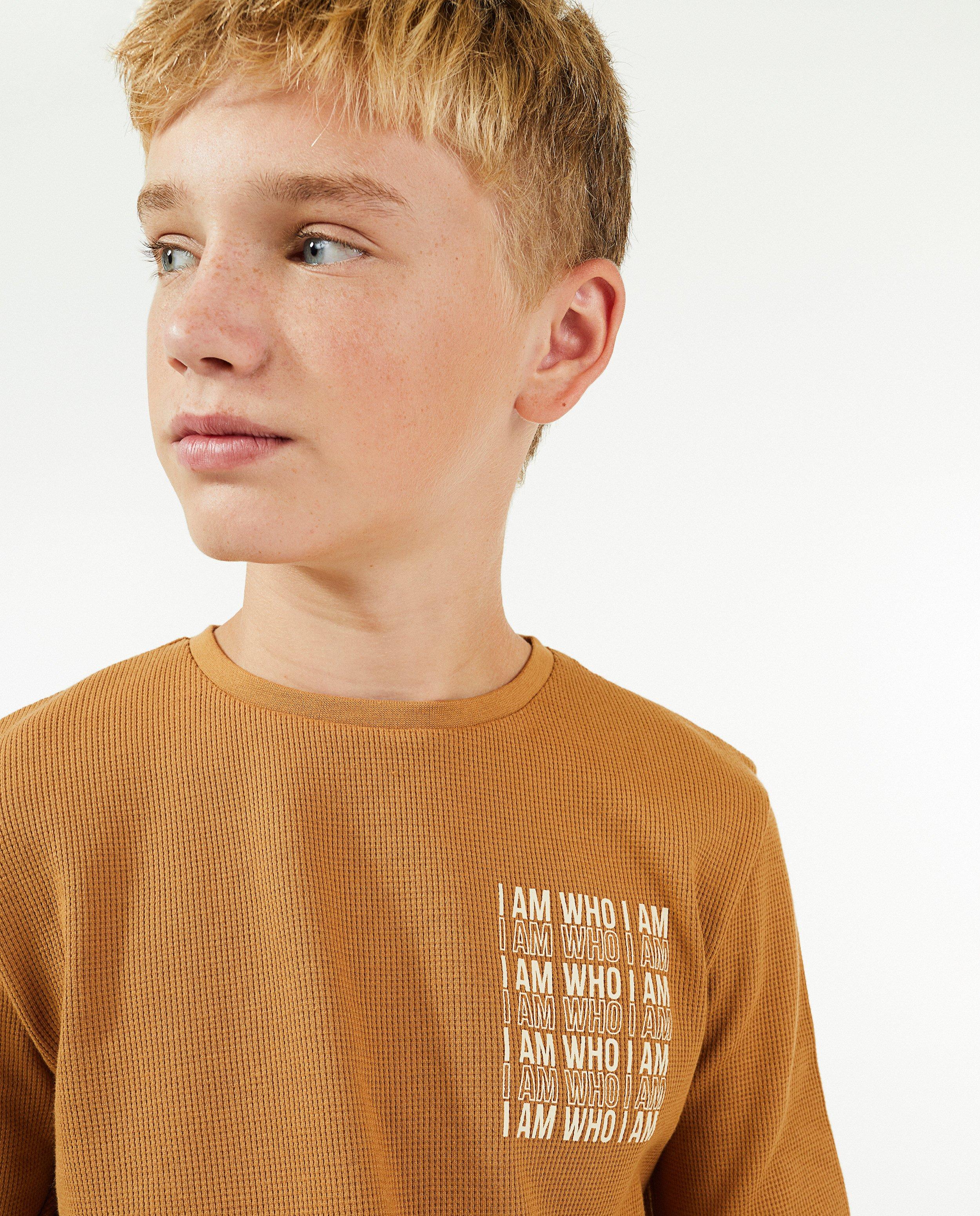 T-shirts - Longsleeve met wafelstructuur