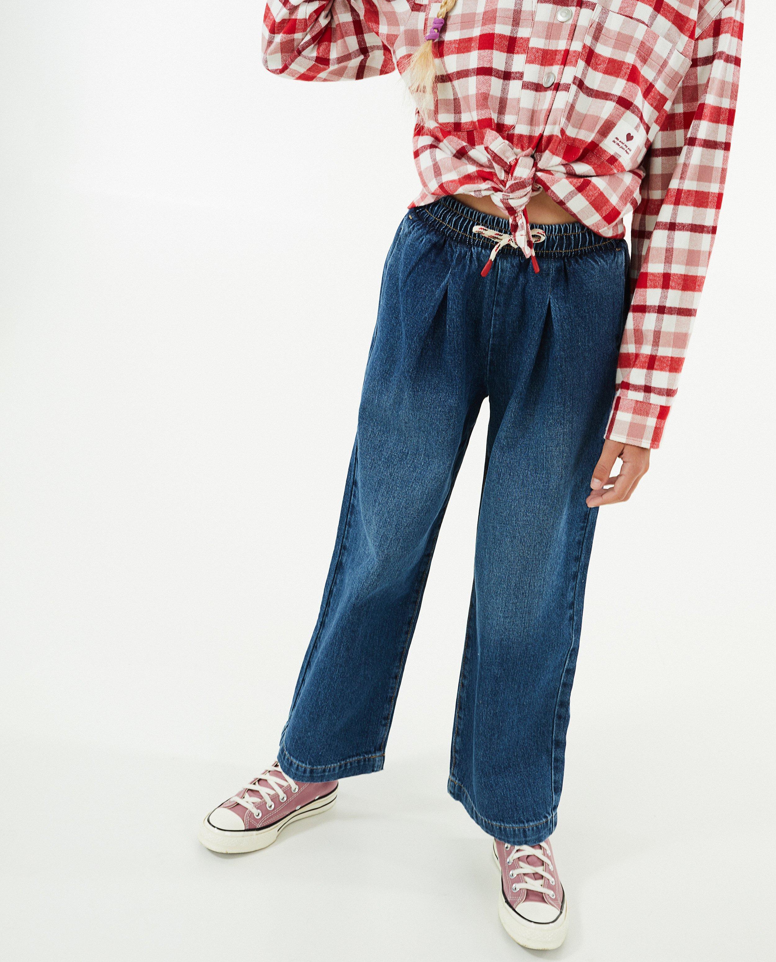 Jeans - Jeans bleu foncé à jambes larges