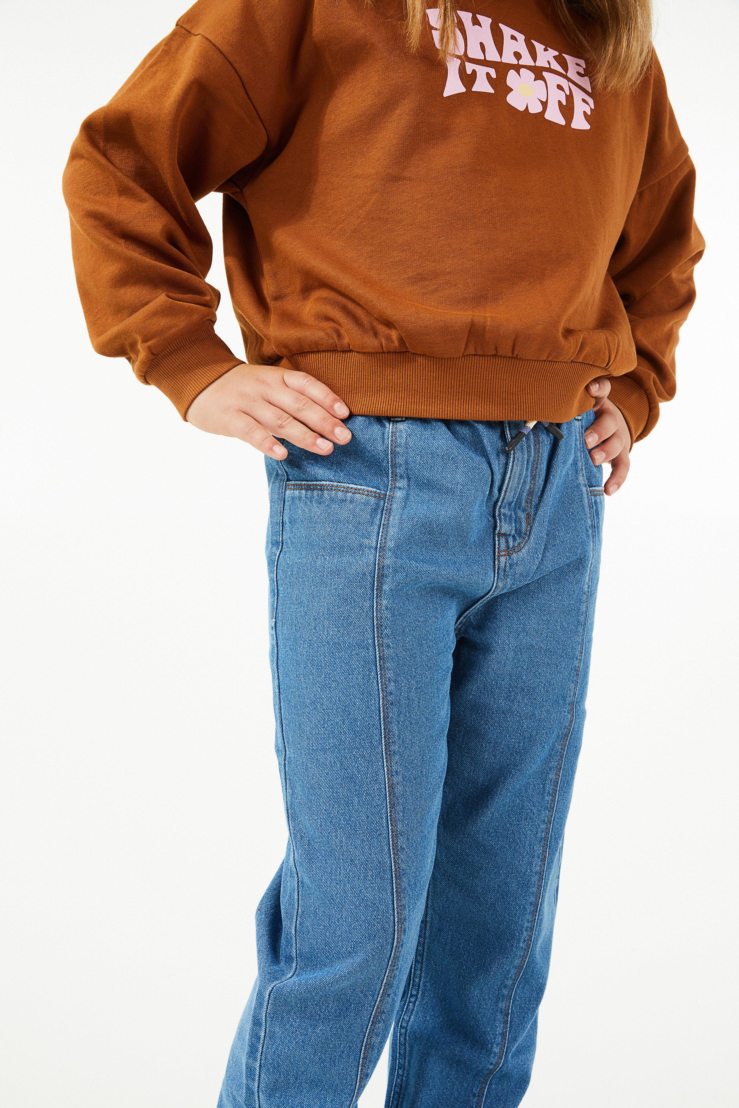 Jeans - Blauwe jeans met siernaden