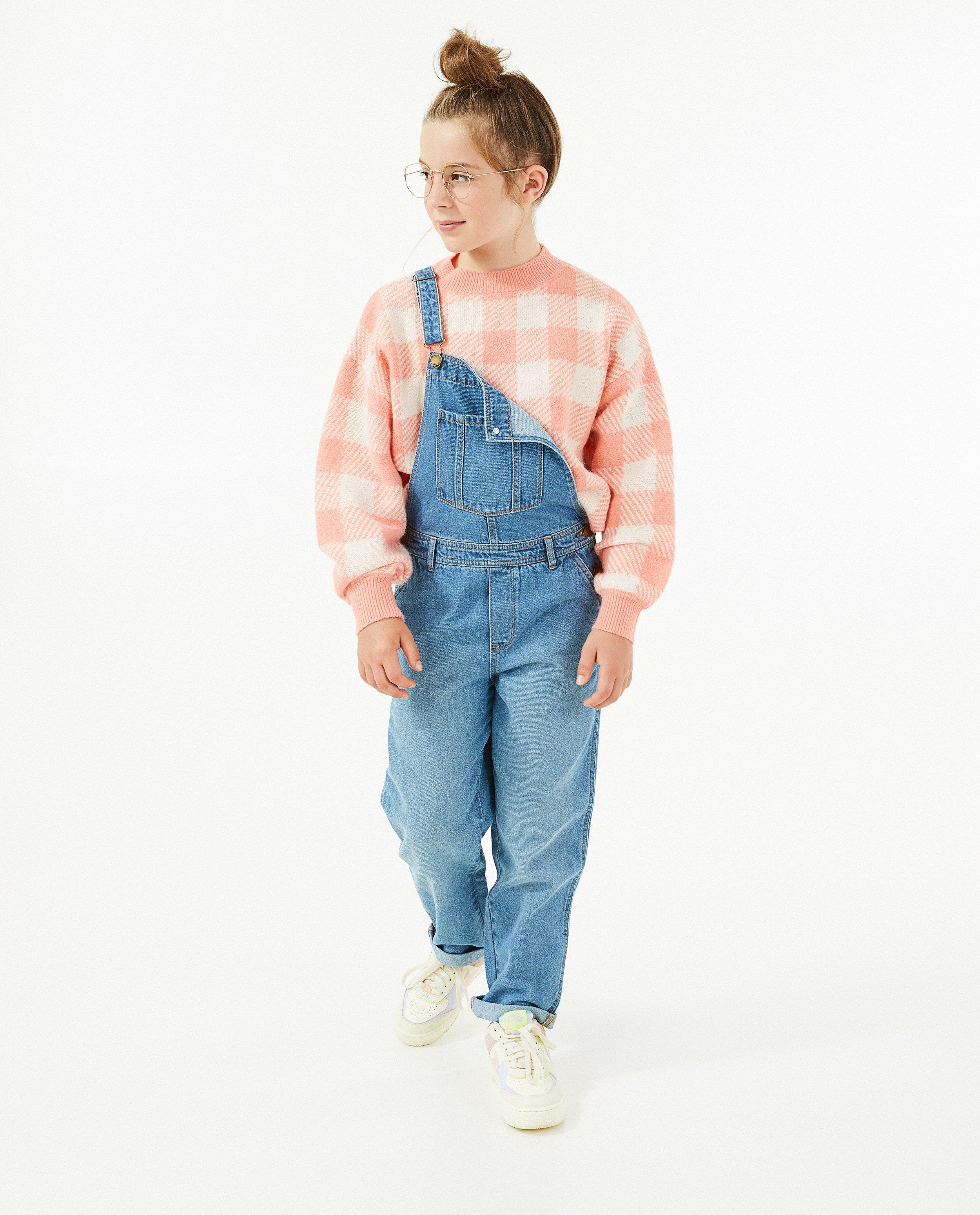 Salopette en jeans avec poche de poitrine - D&eacute;tails du produit - bleu fonc&eacute; - image num&eacute;ro 1