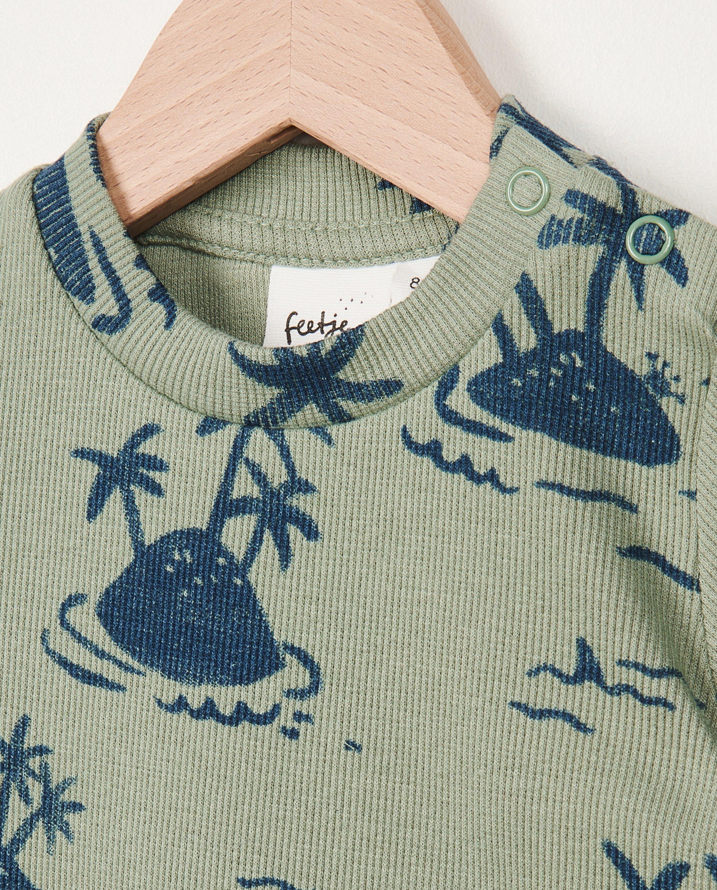 Nachtkleding - Groene pyjama met palmboomprint