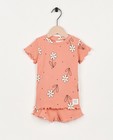 Roze pyjama met bloemenprint - null - Feetje