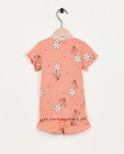 Nachtkleding - Roze pyjama met bloemenprint
