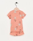 Nachtkleding - Roze pyjama met bloemenprint