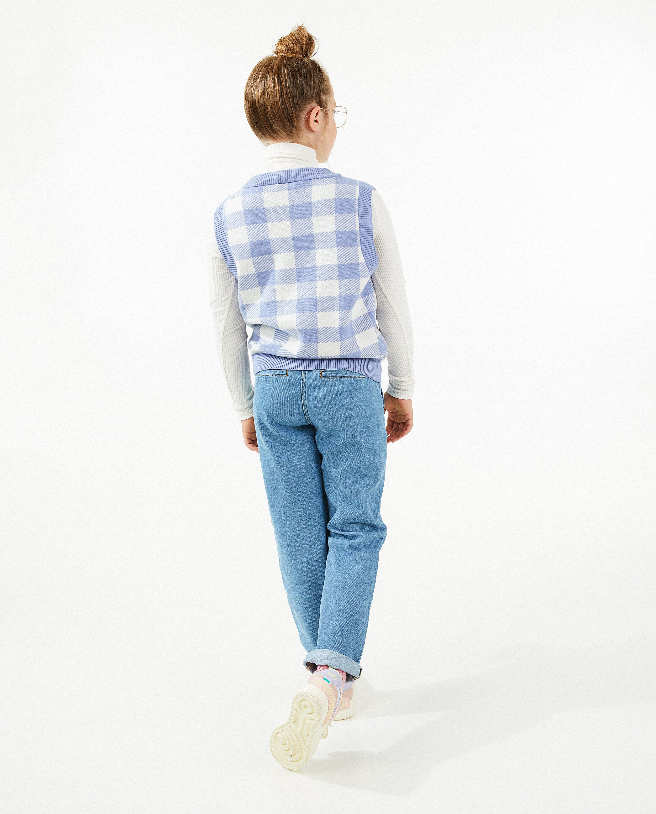 Cardigans - Gilet à motif à carreaux bleu-blanc