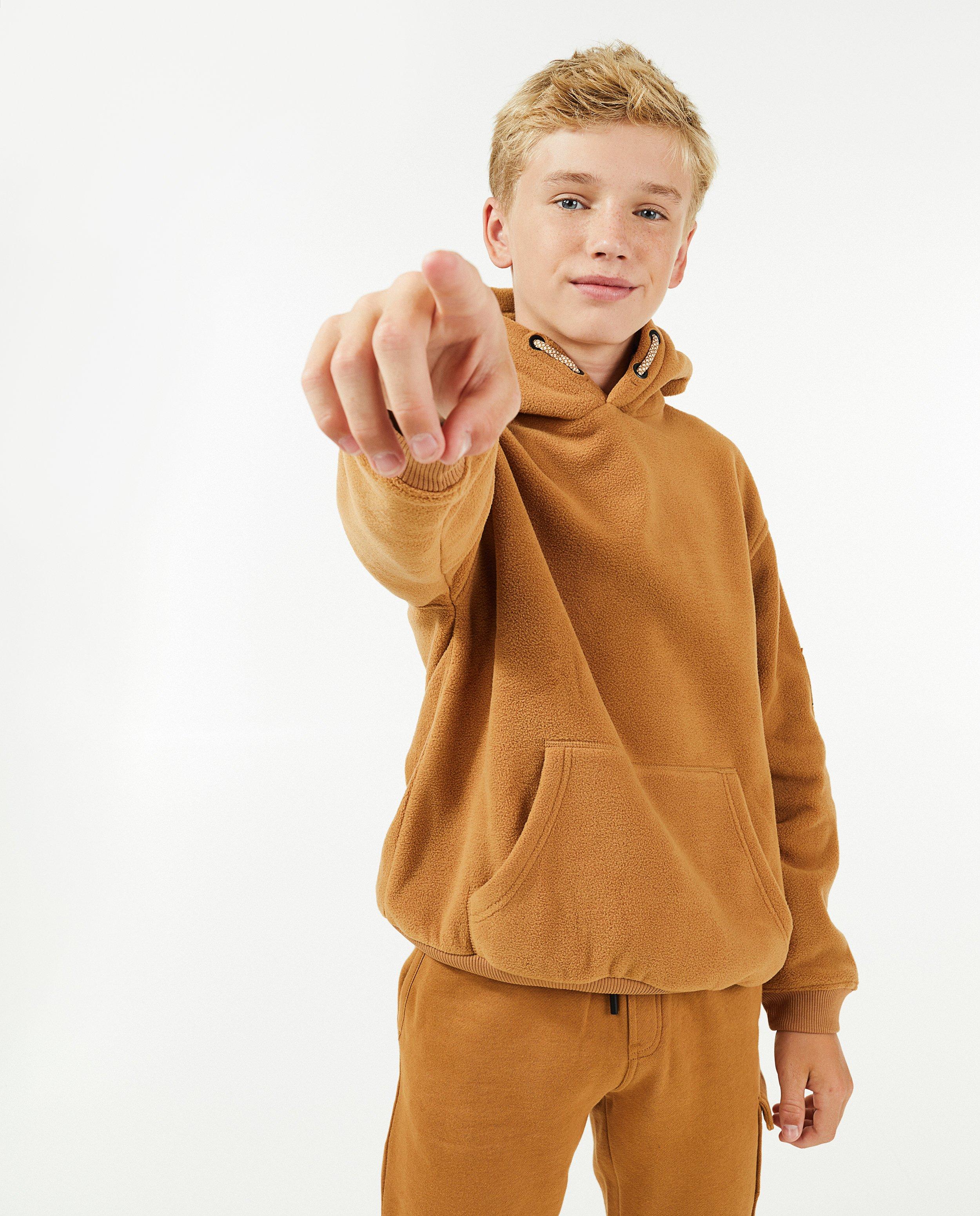 Sweaters - Bruine hoodie van fleece
