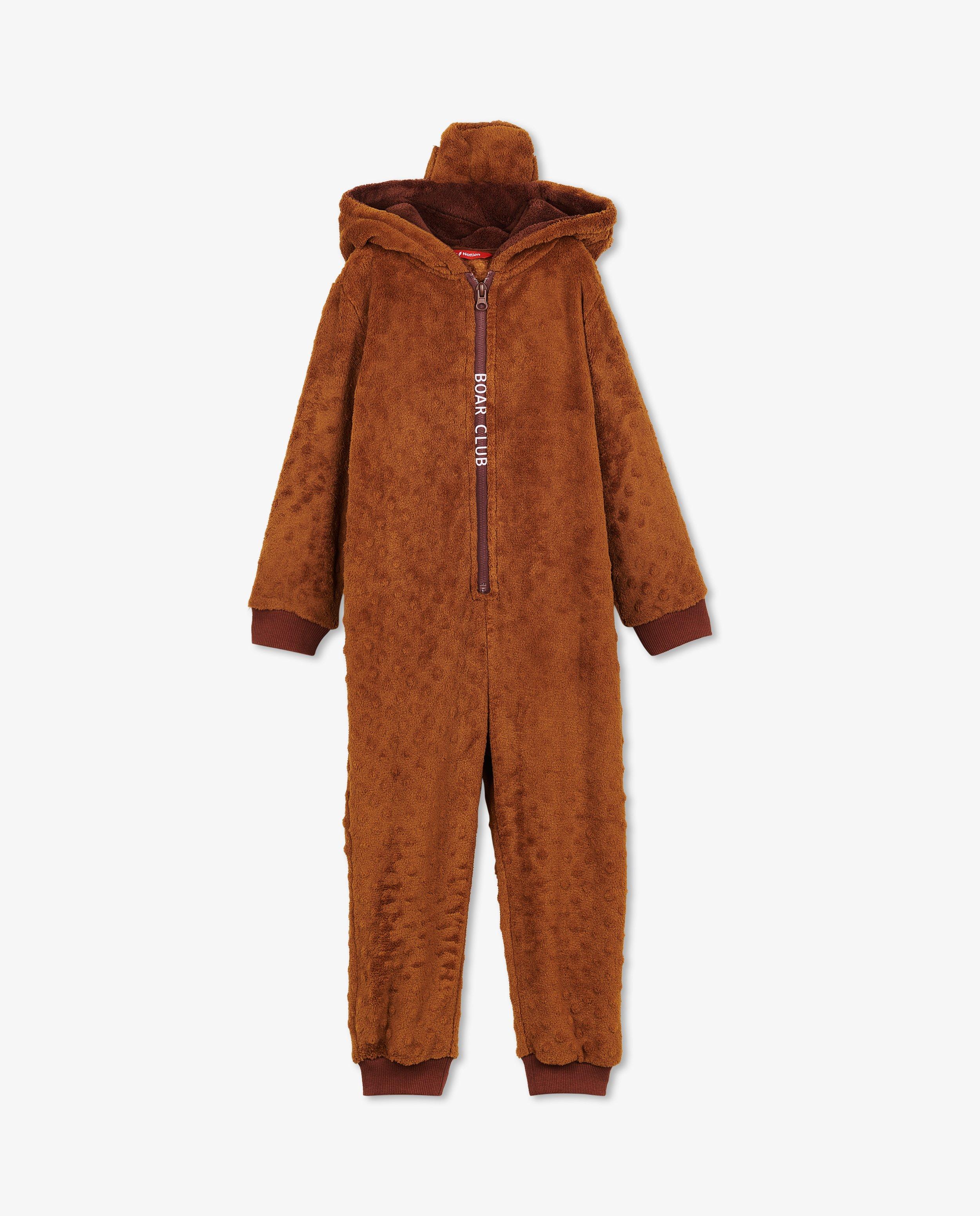 Nachtkleding - Bruine everzwijn-onesie, 2-7 jaar