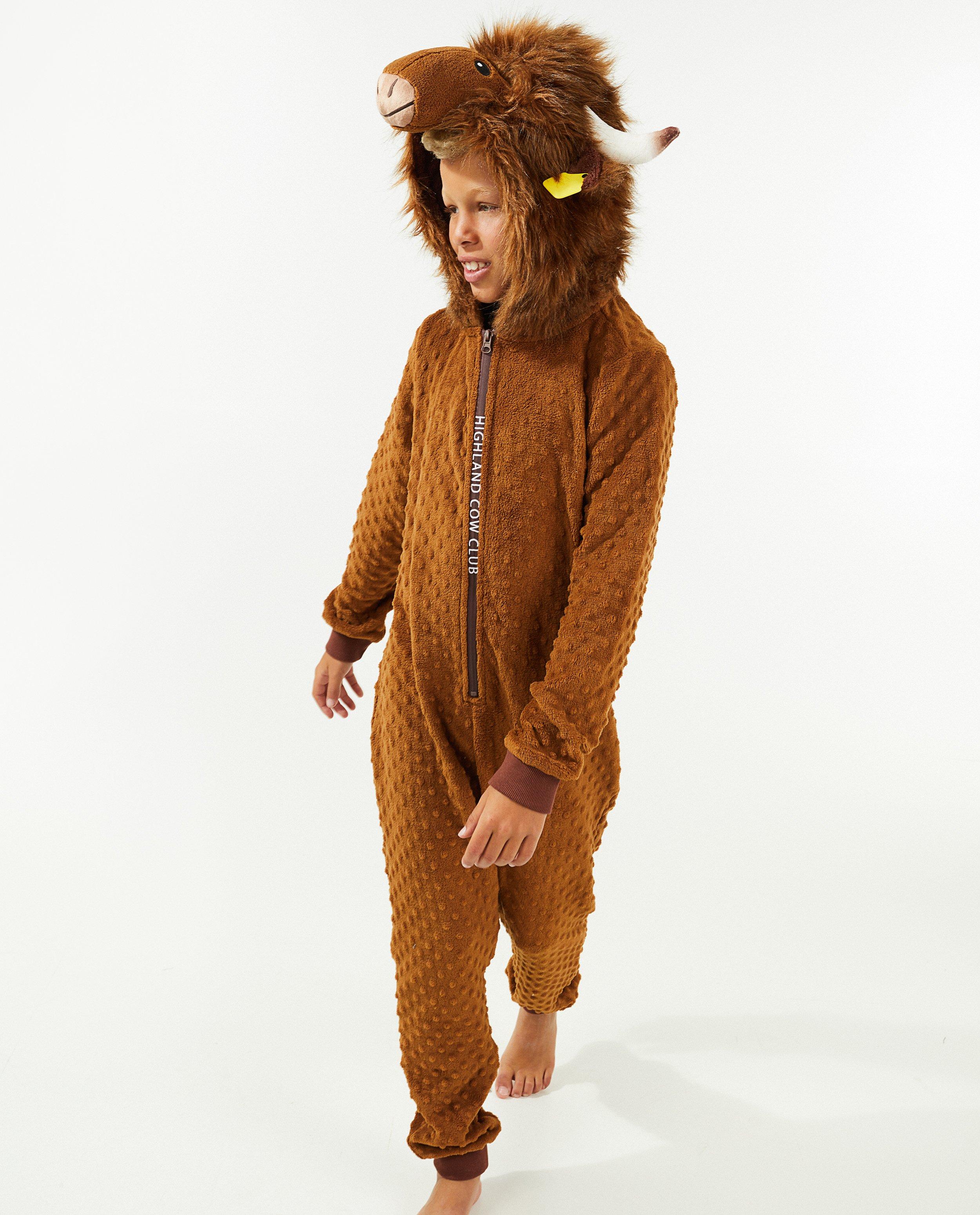 Pyjamas - Combinaison vache Highland brune, 7-14 ans