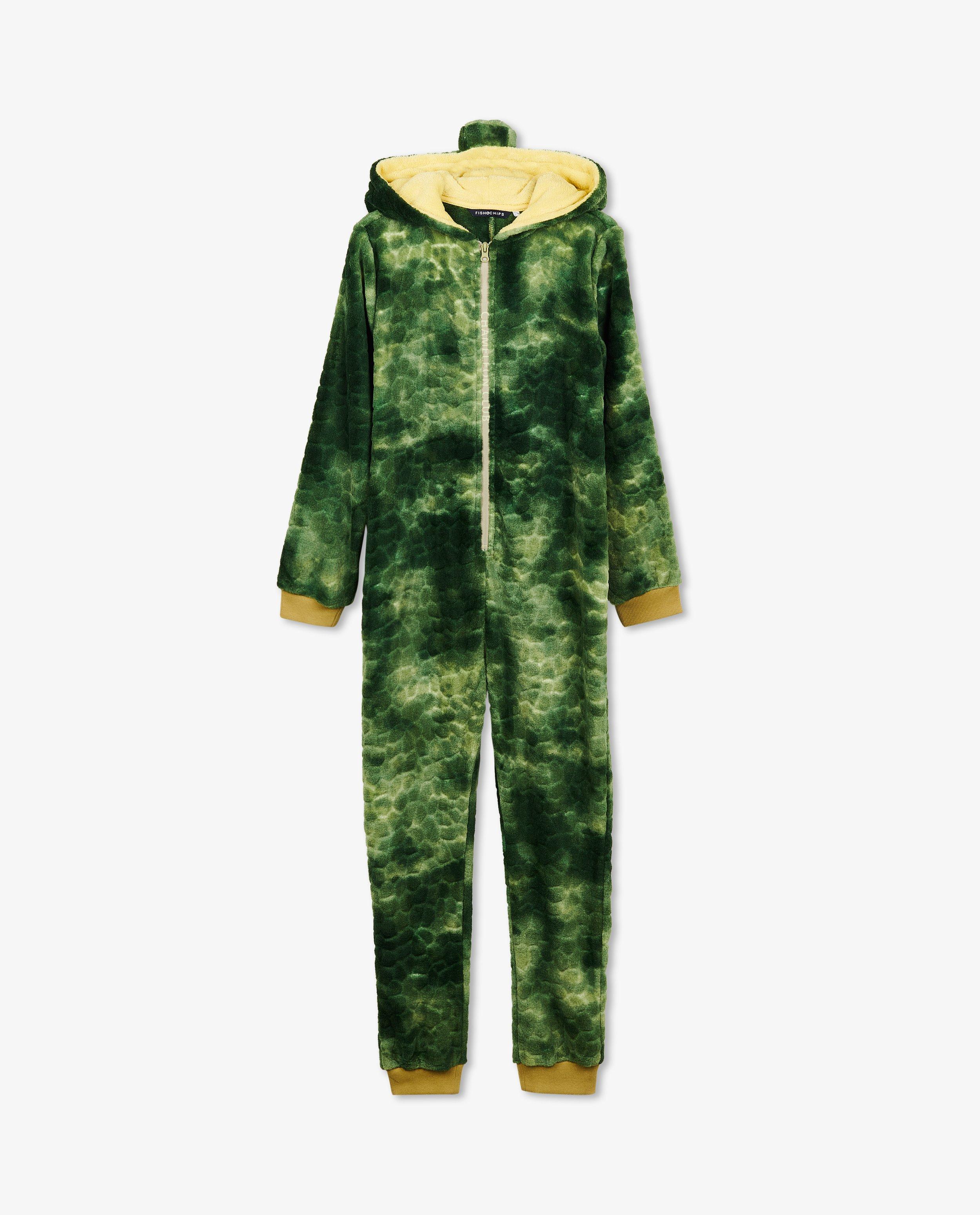Nachtkleding - Groene kameleon-onesie, 7-14 jaar