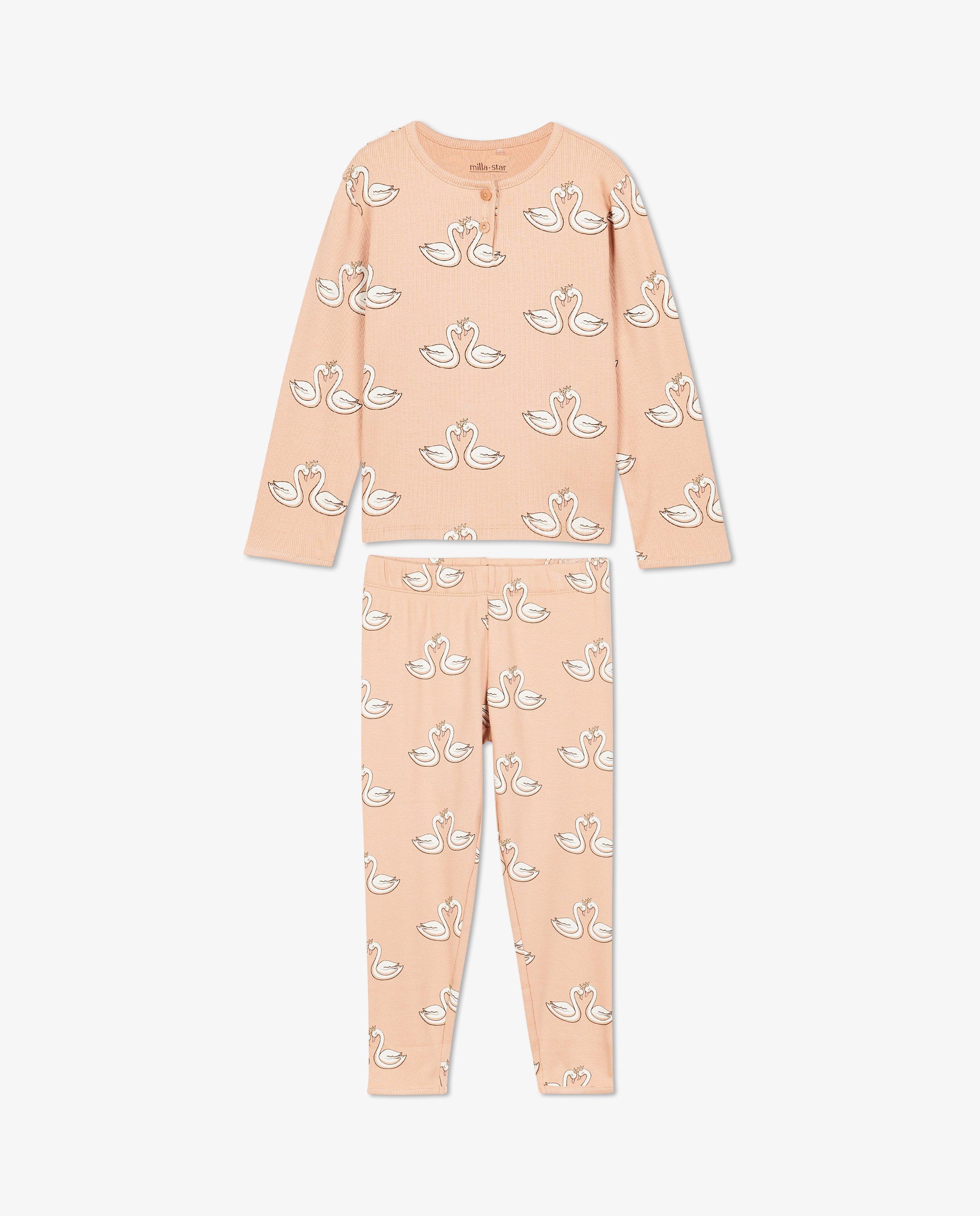 Nachtkleding - Roze pyjama met print