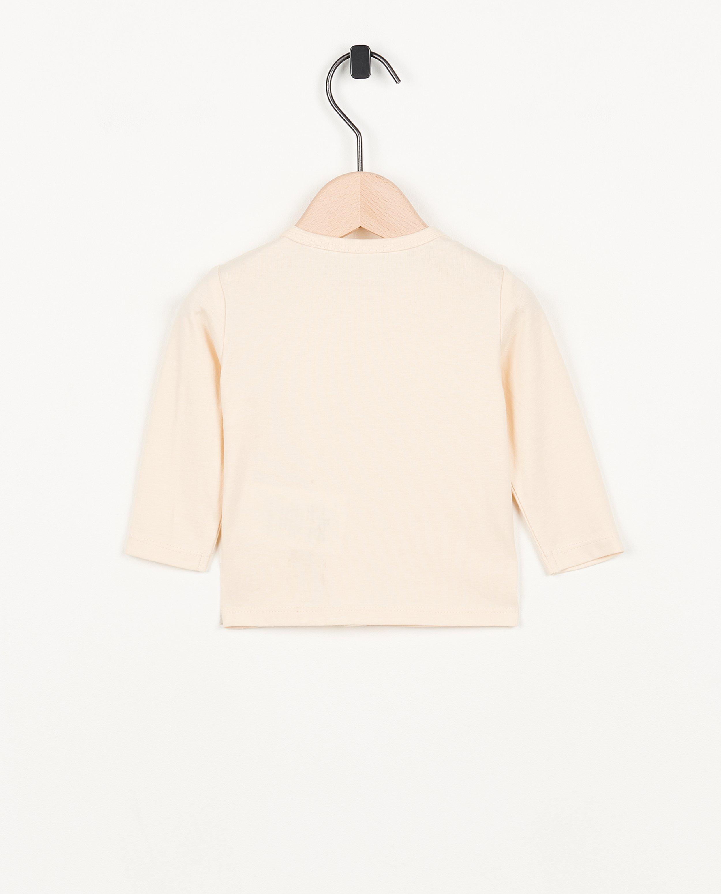 T-shirts - Bruine longsleeve met opschrift