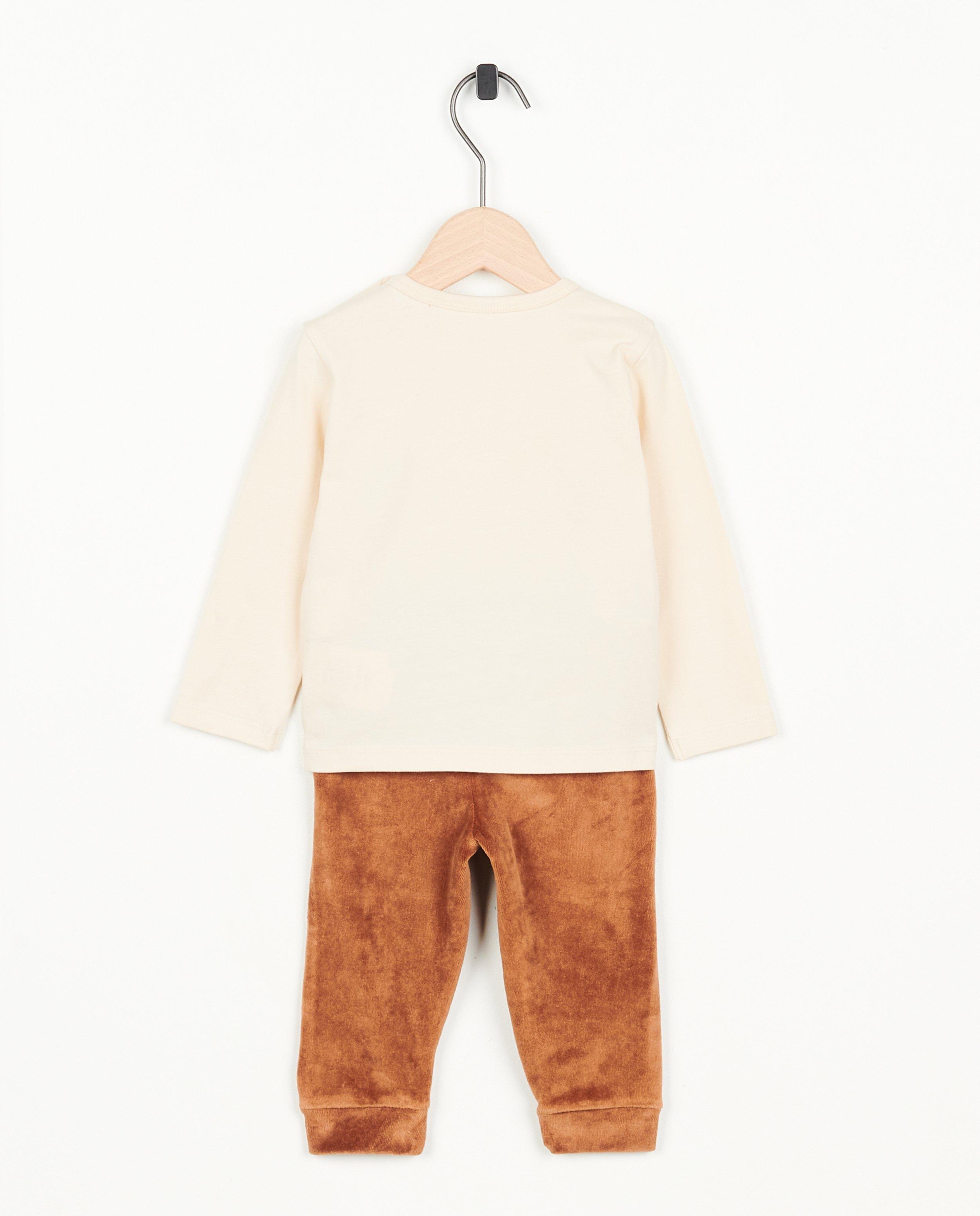 Nachtkleding - Bruine pyjama met beerprint