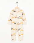 Nachtkleding - Offwhite pyjama met beerprint
