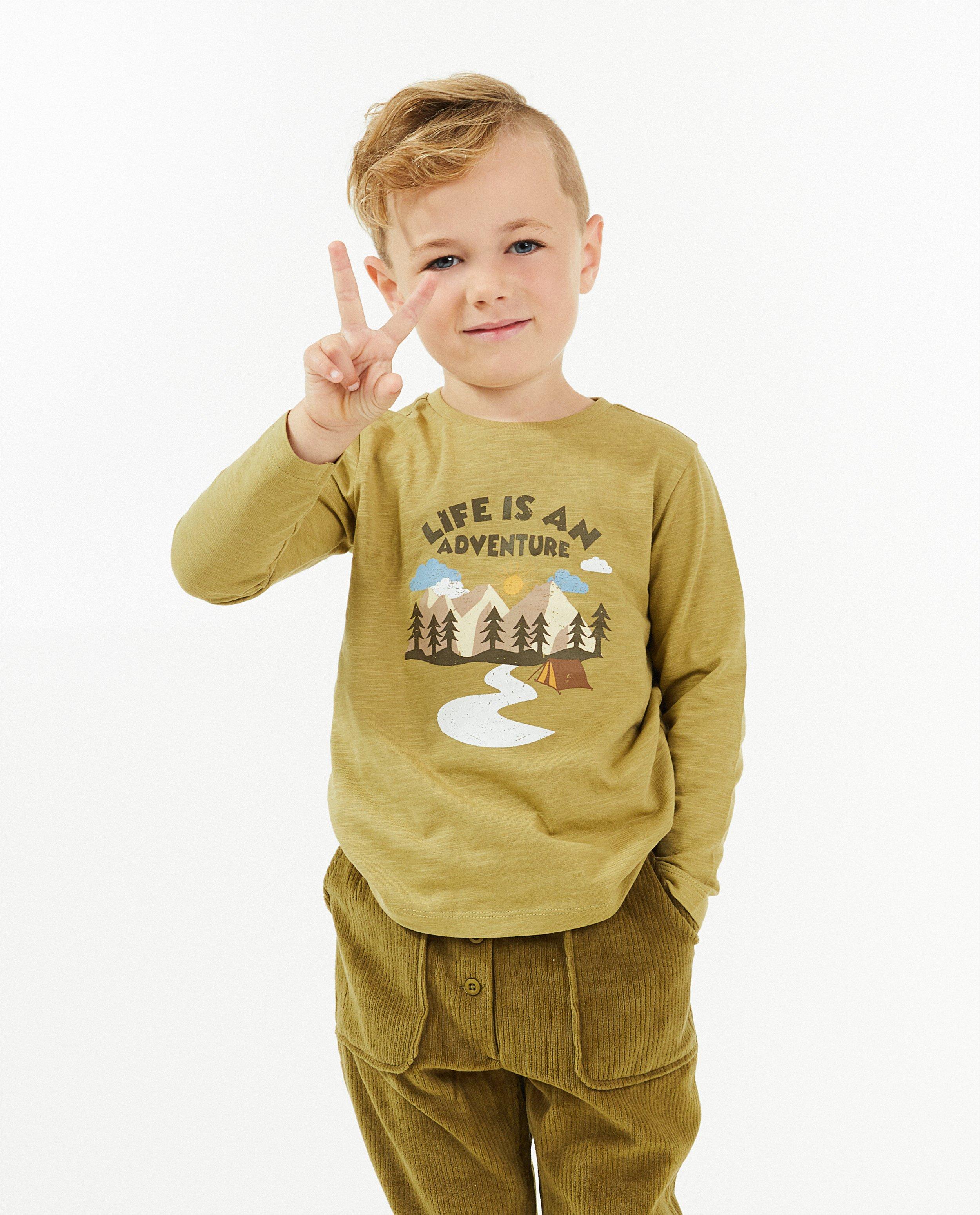 T-shirts - Beige longsleeve met print