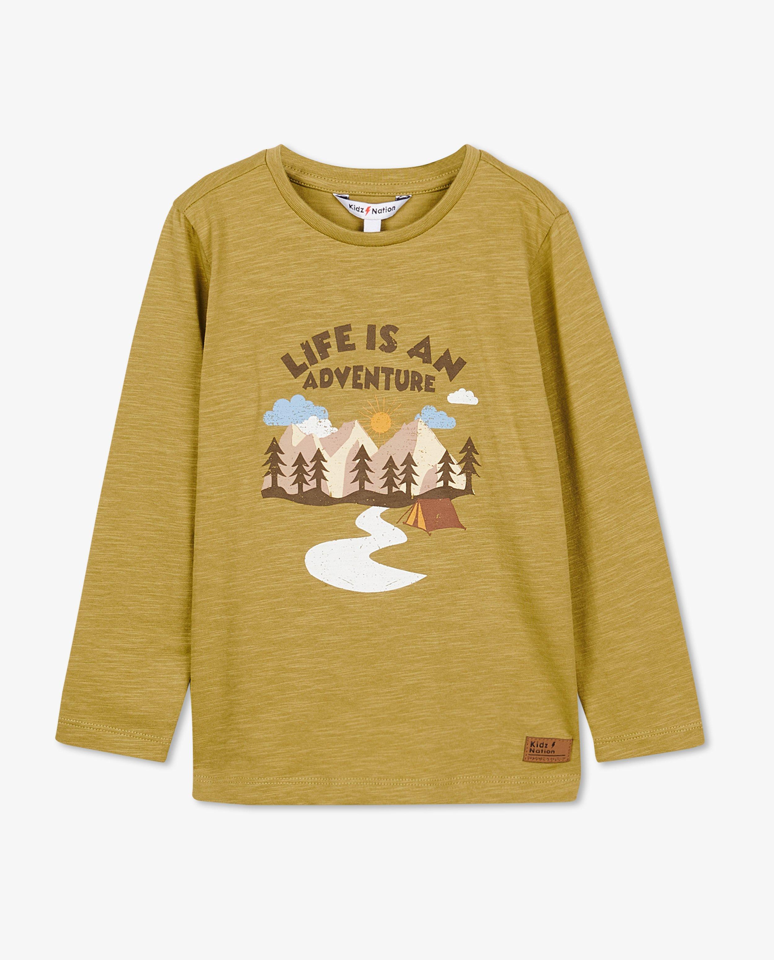 T-shirts - Beige longsleeve met print