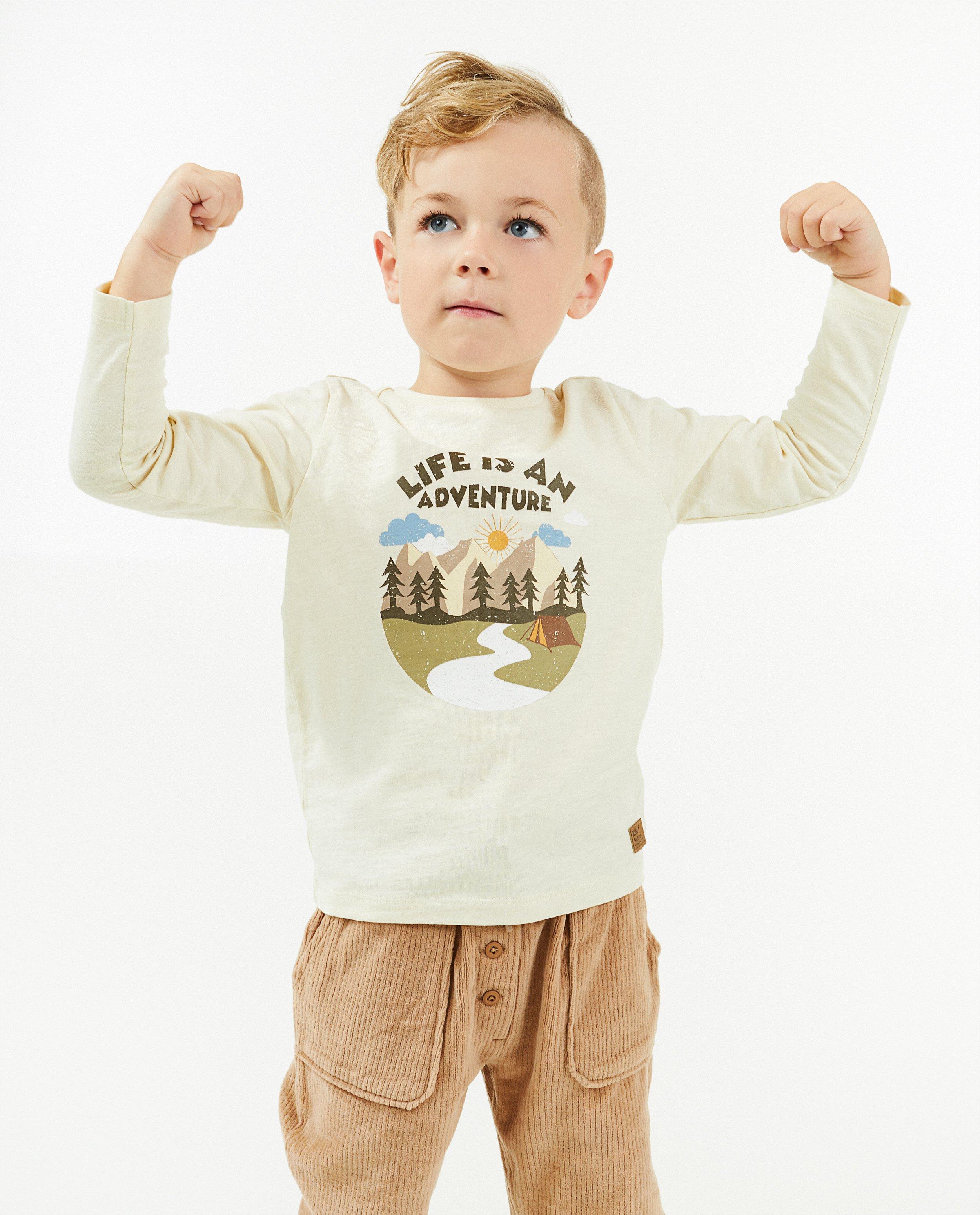T-shirts - T-shirt beige à manches longues, imprimé