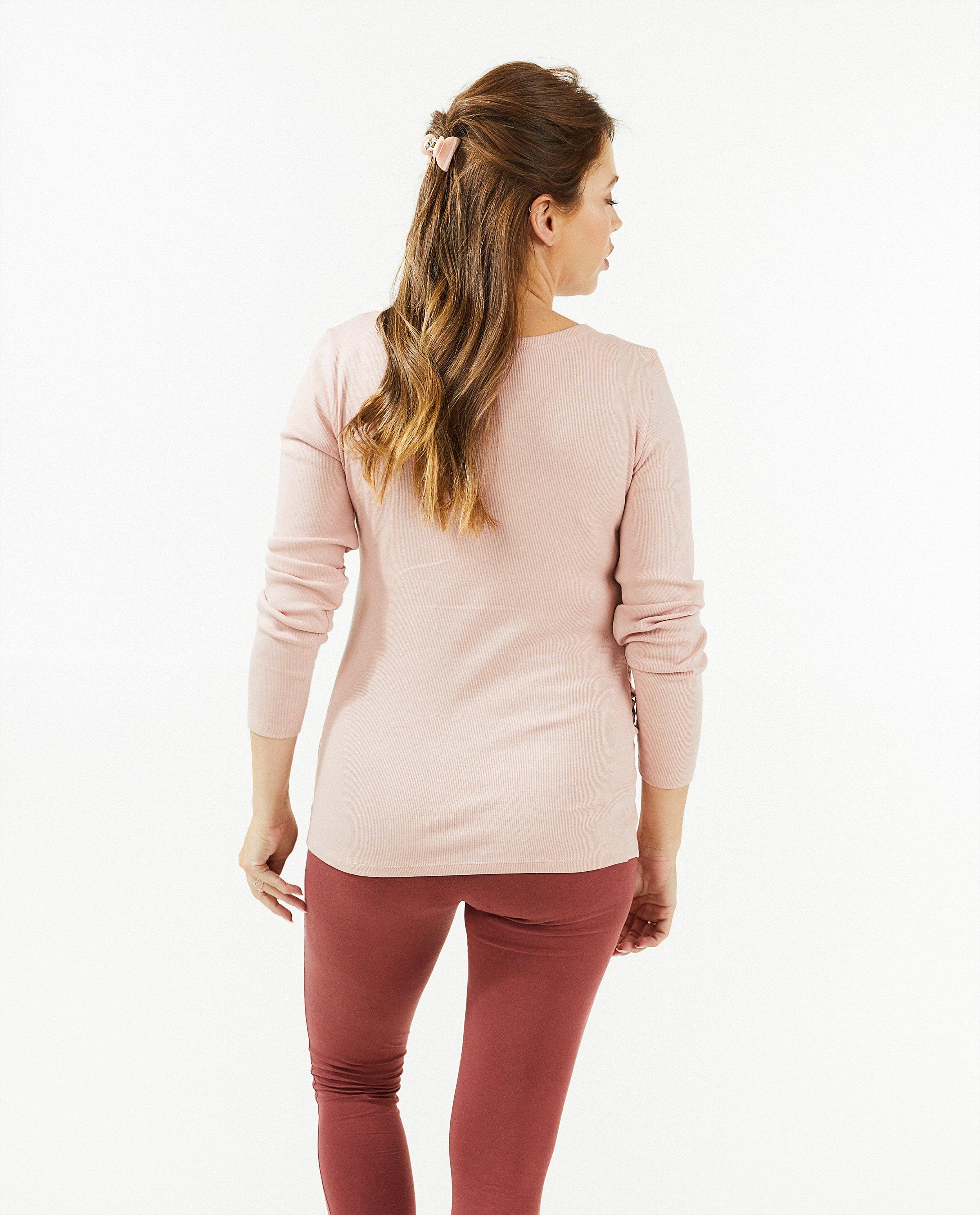 T-shirts - Roze longsleeve met rib