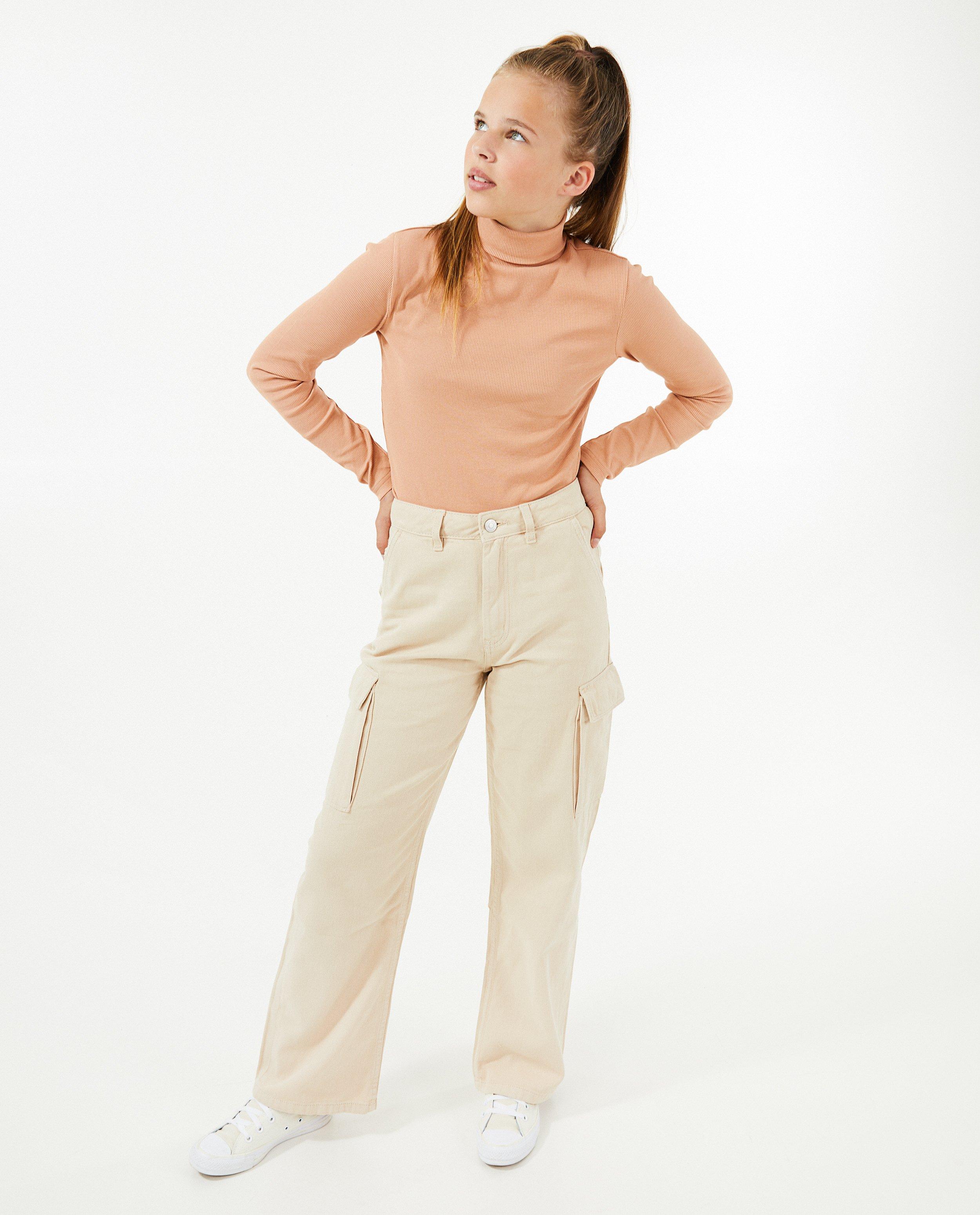 Jeans beige, coupe à jambes larges - null - Groggy