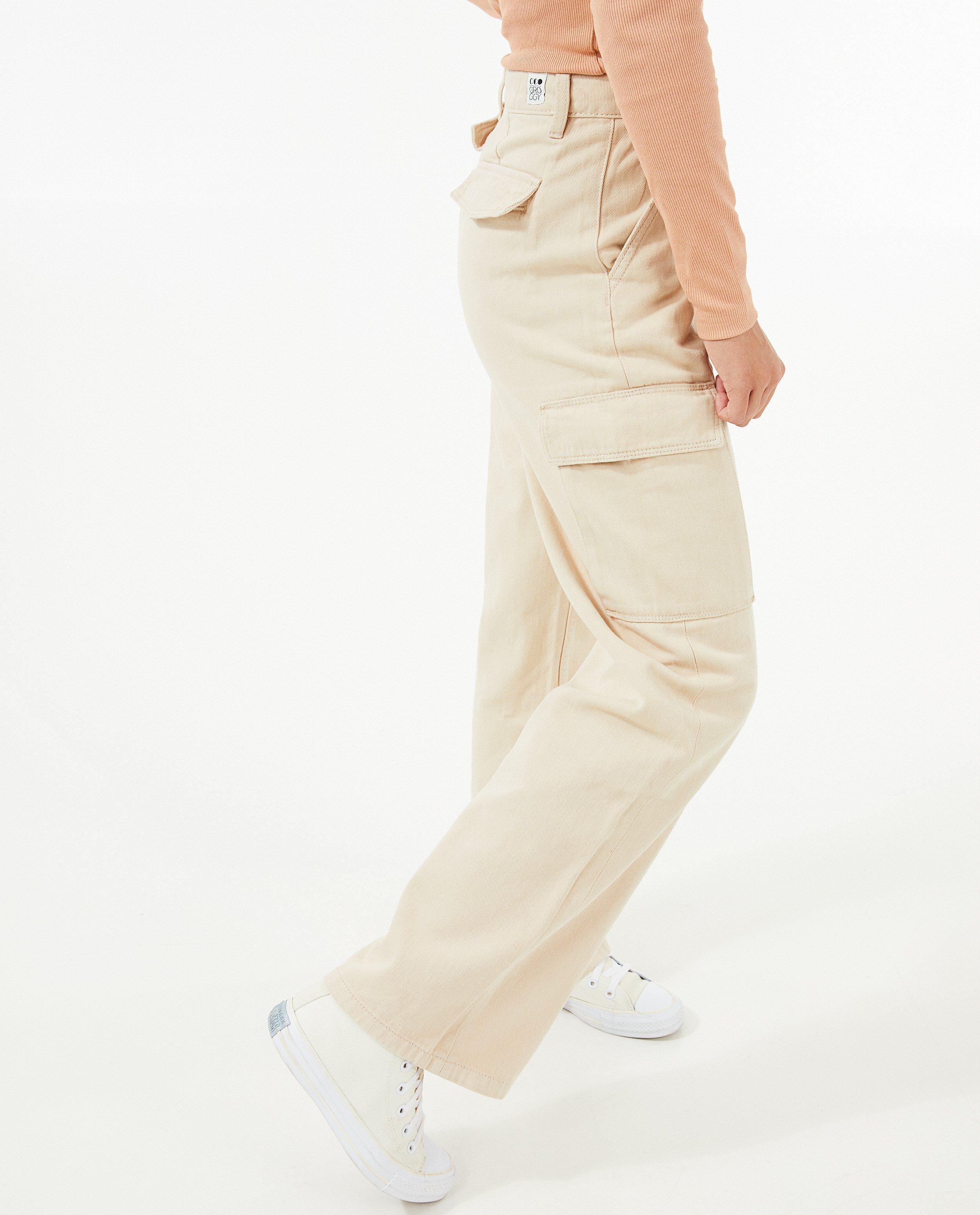 Jeans - Jeans beige, coupe à jambes larges