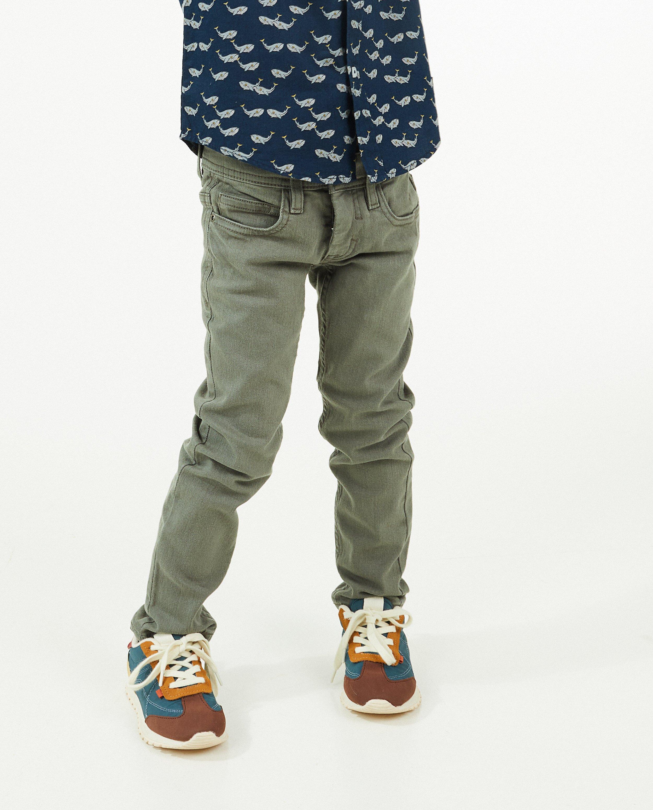 Broeken - Groengrijze jeans, slim fit