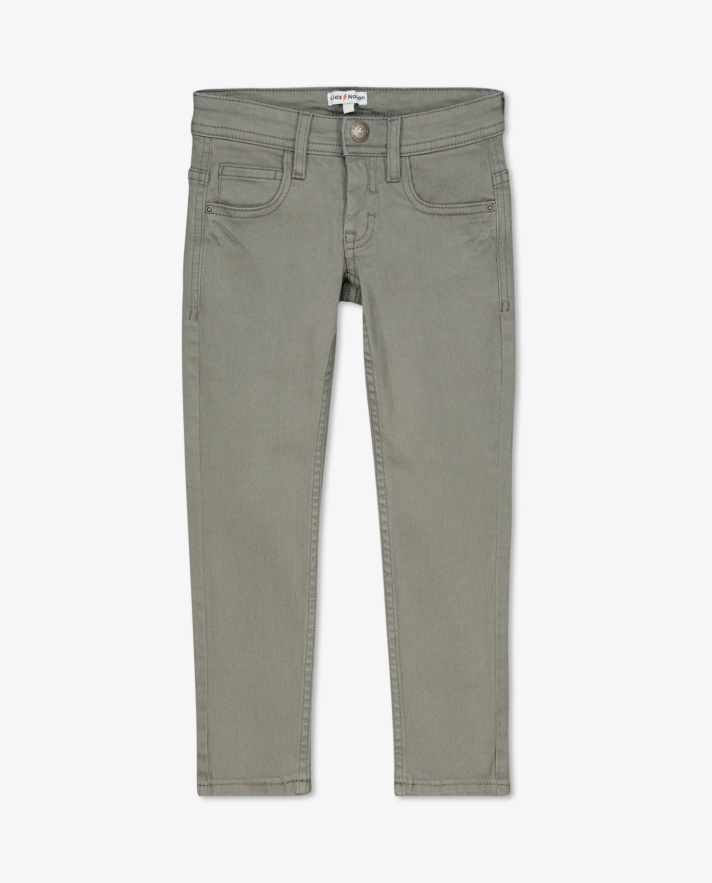 Broeken - Groengrijze jeans, slim fit