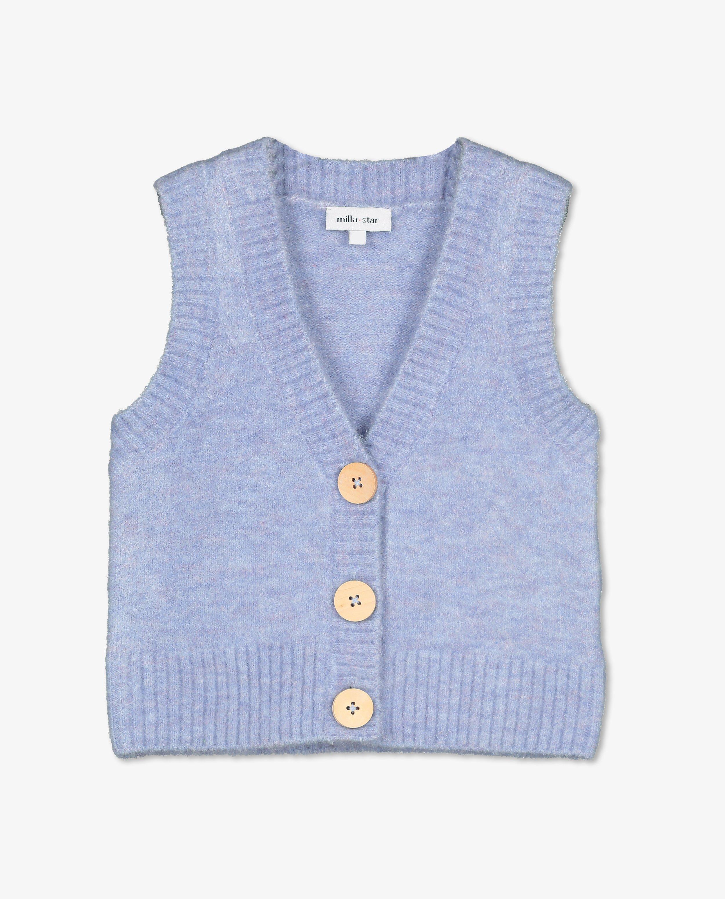 Cardigans - Gilet bleu en fin tricot