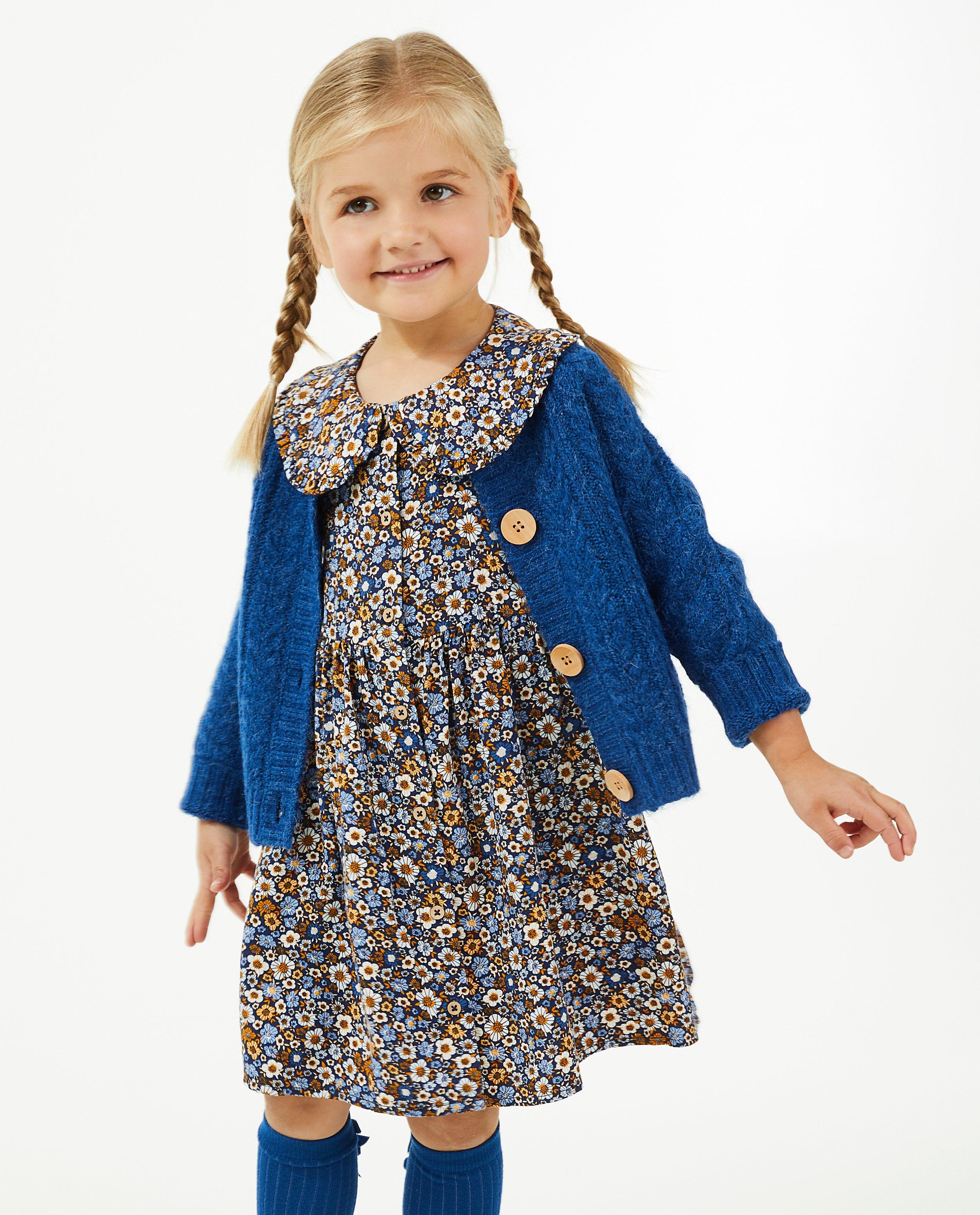 Cardigan - Blauwe cardigan met gebreide rib