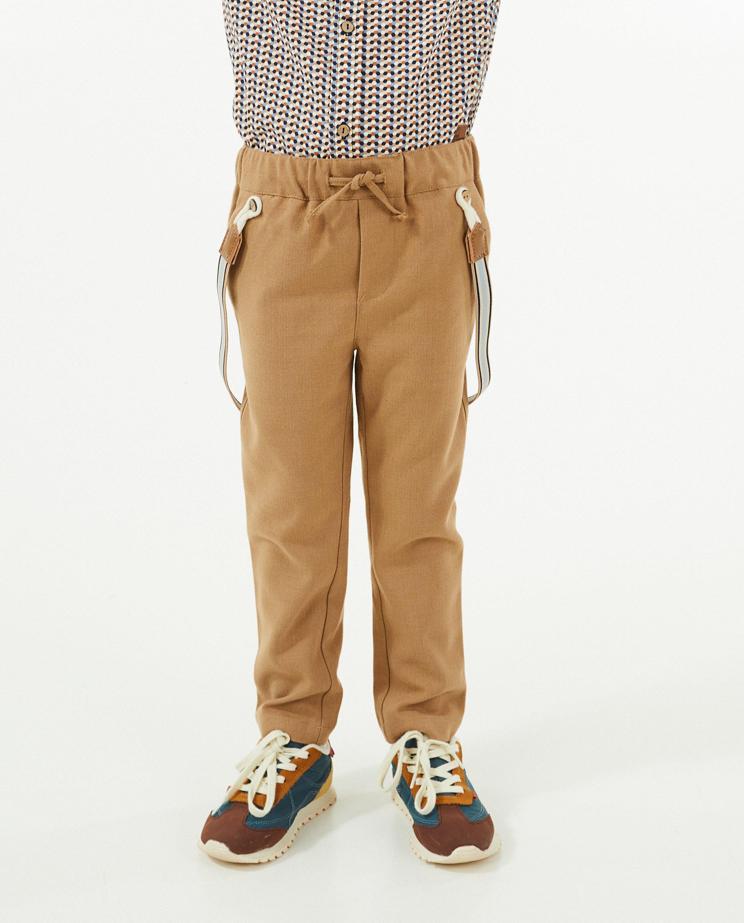 Pantalons - Pantalon beige à bretelles