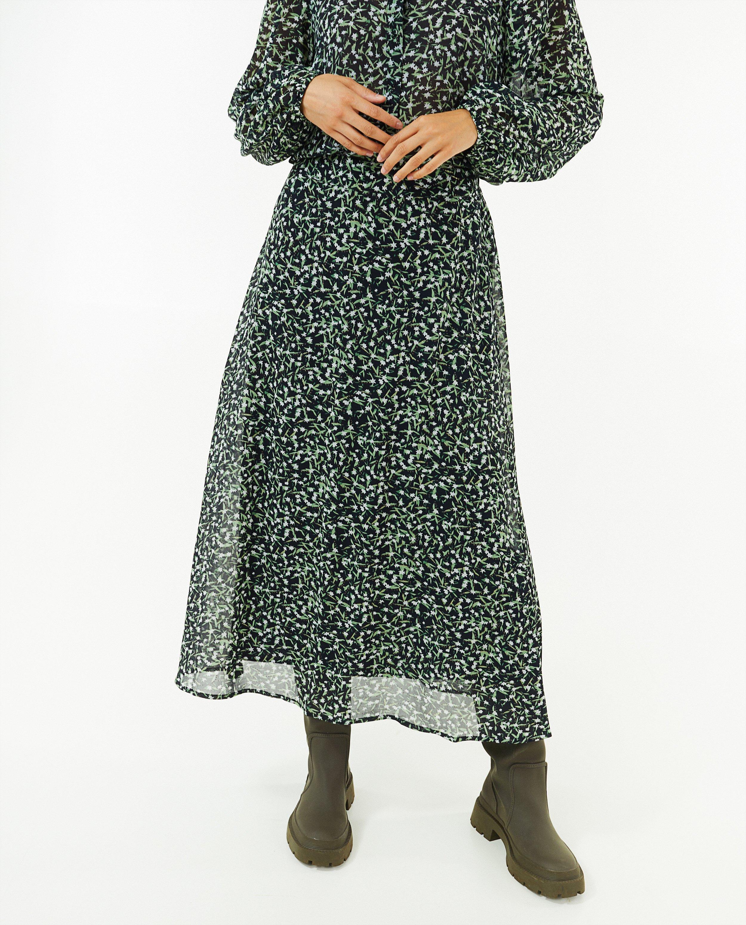 Rokken - Zwarte rok met bloemenprint