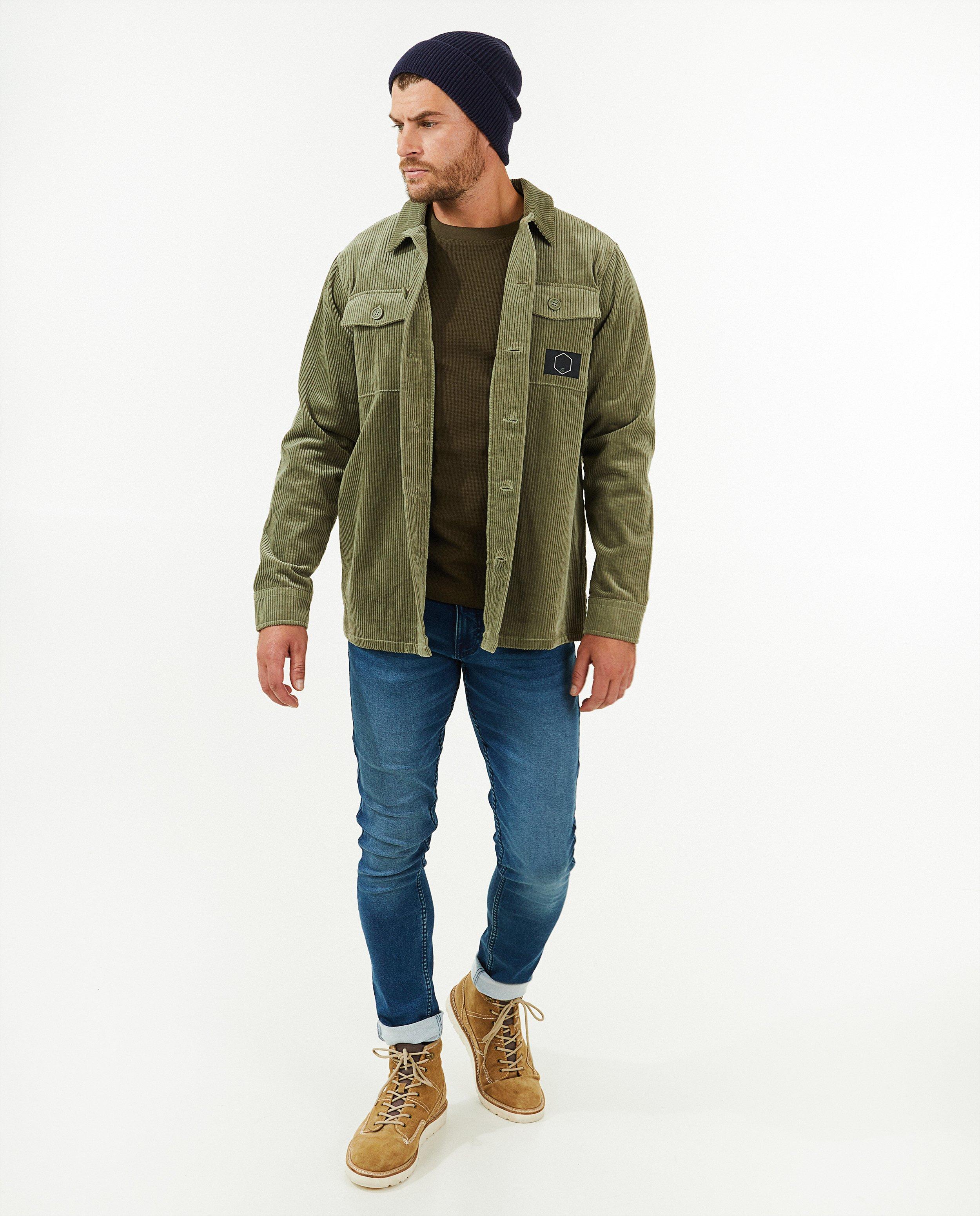 Chemise vert foncé en velours côtelé - null - Quarterback