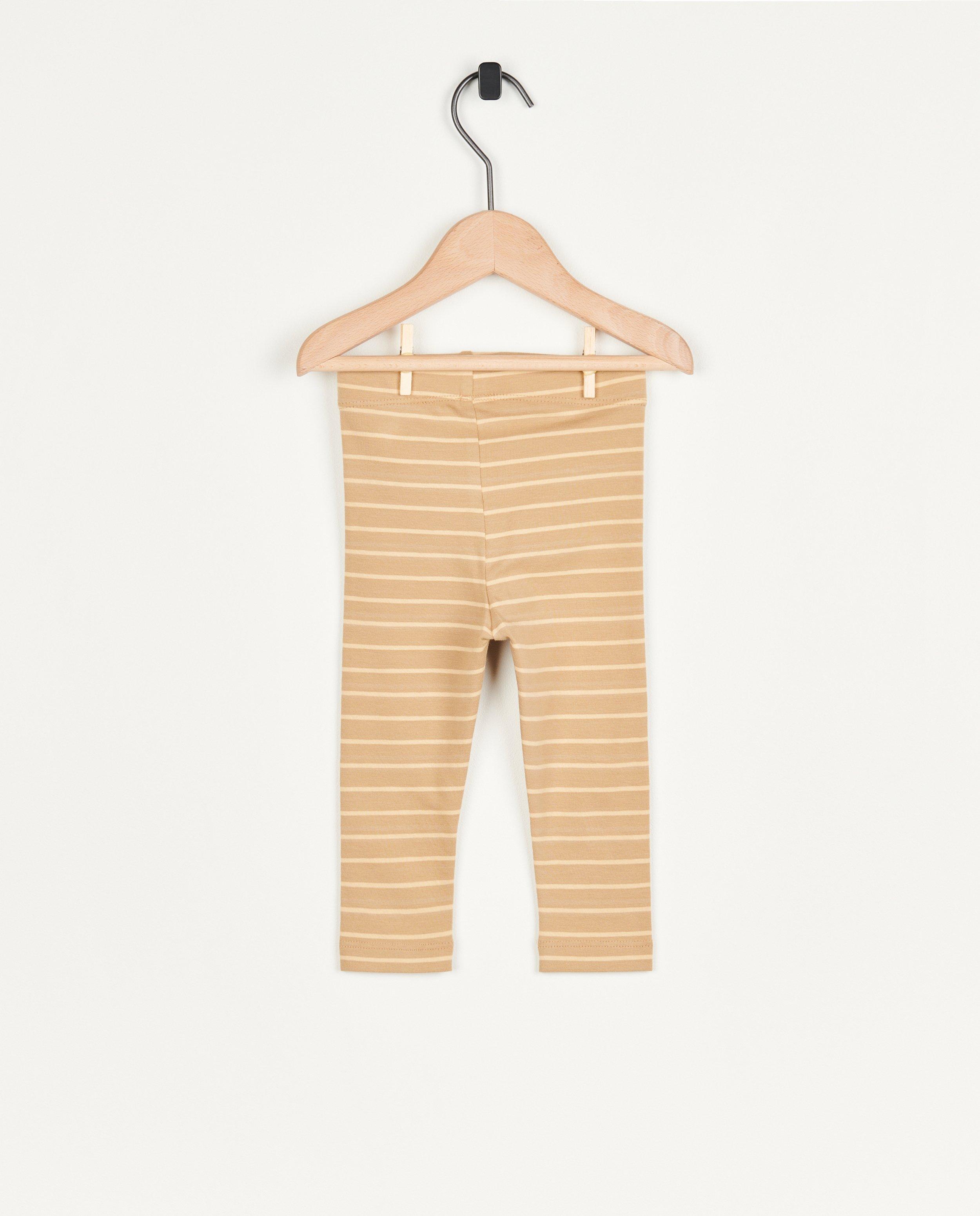 Leggings - Bruingroene broek met strepen