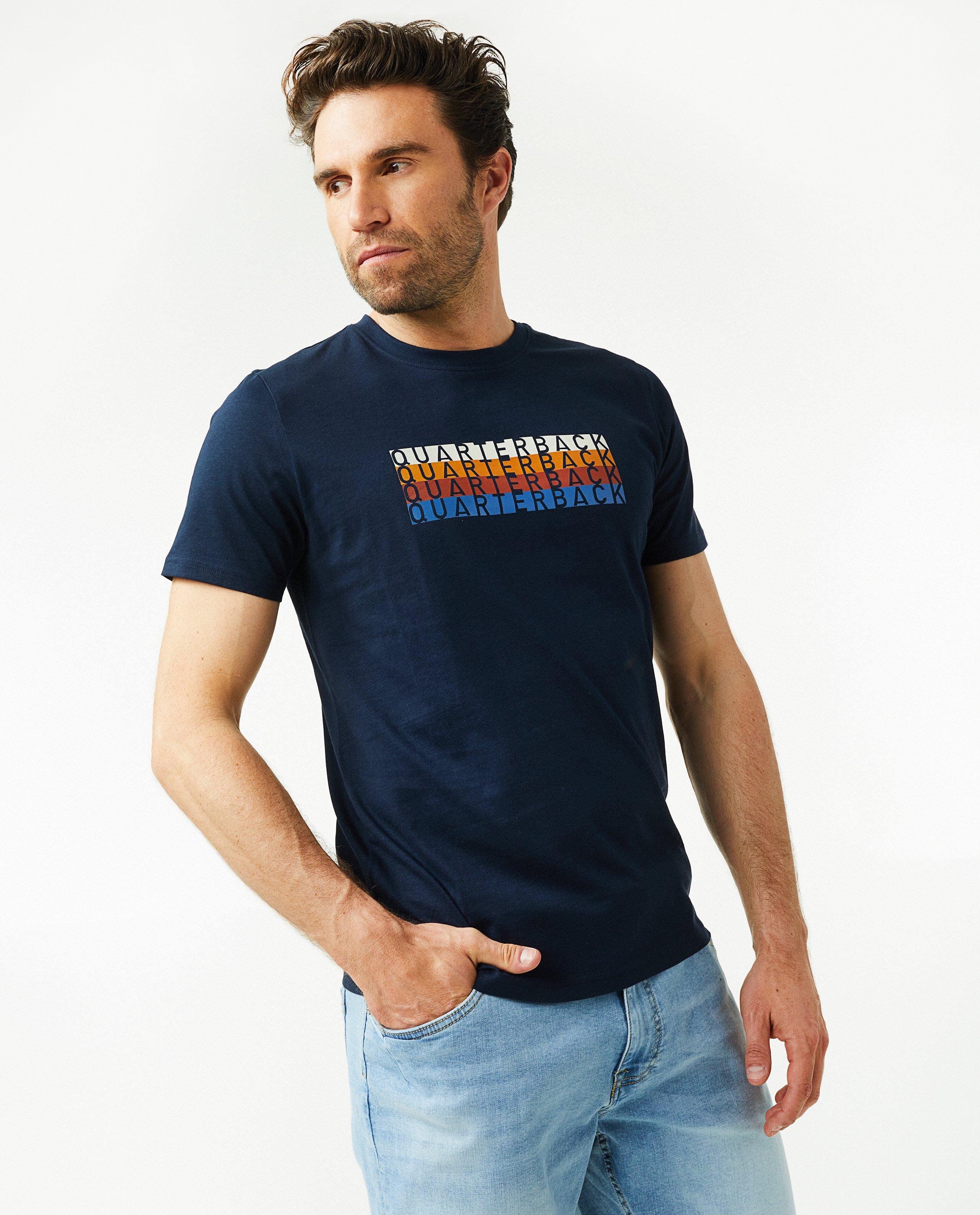 T-shirts - Donkerblauw T-shirt met opschrift