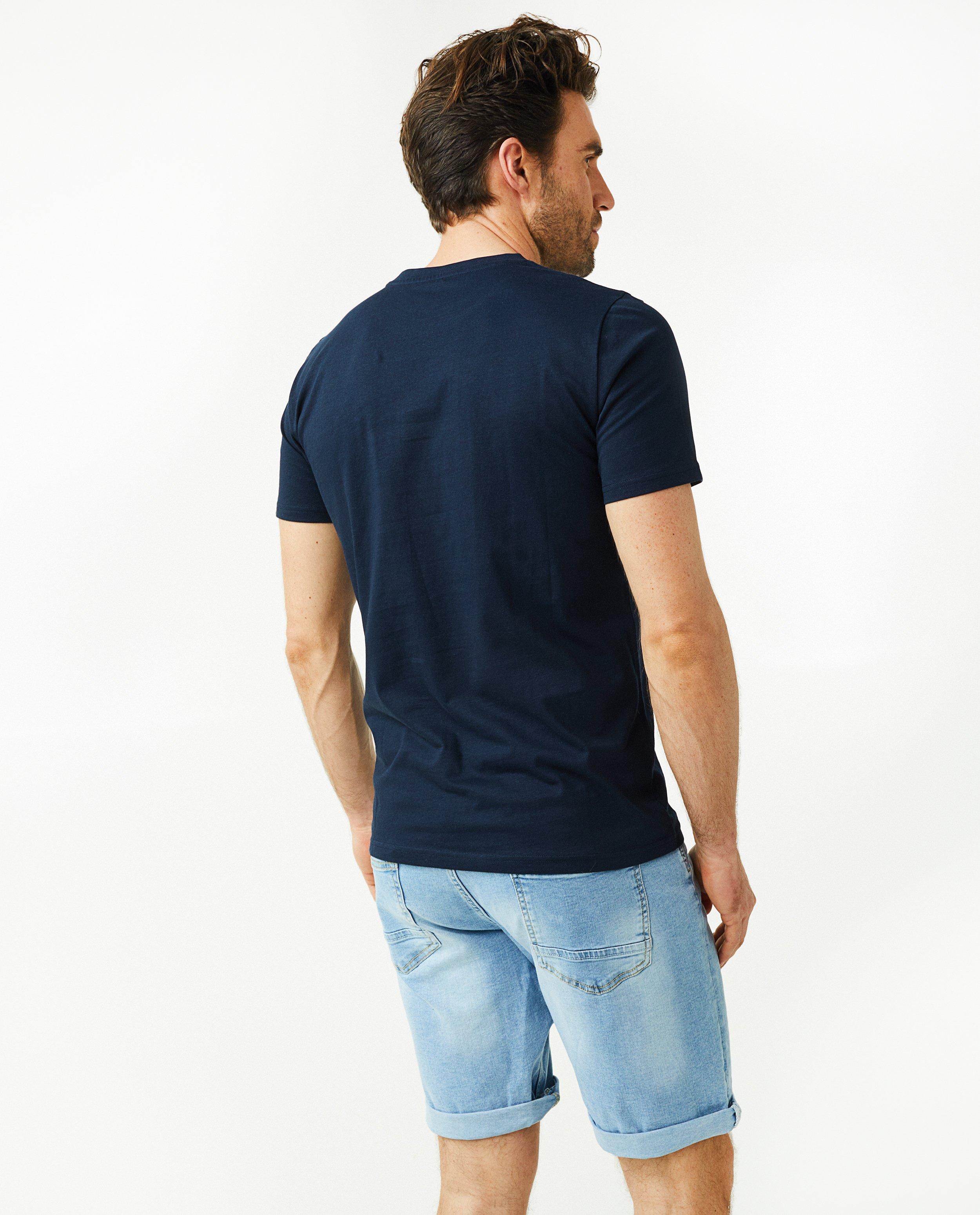 T-shirts - Donkerblauw T-shirt met opschrift