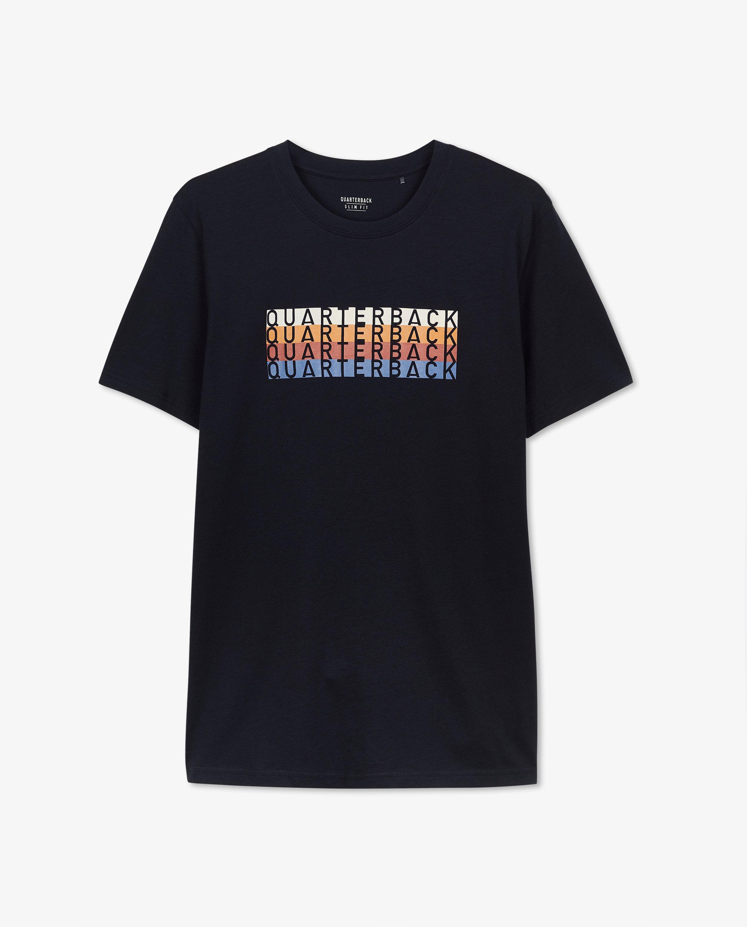 T-shirts - Donkerblauw T-shirt met opschrift