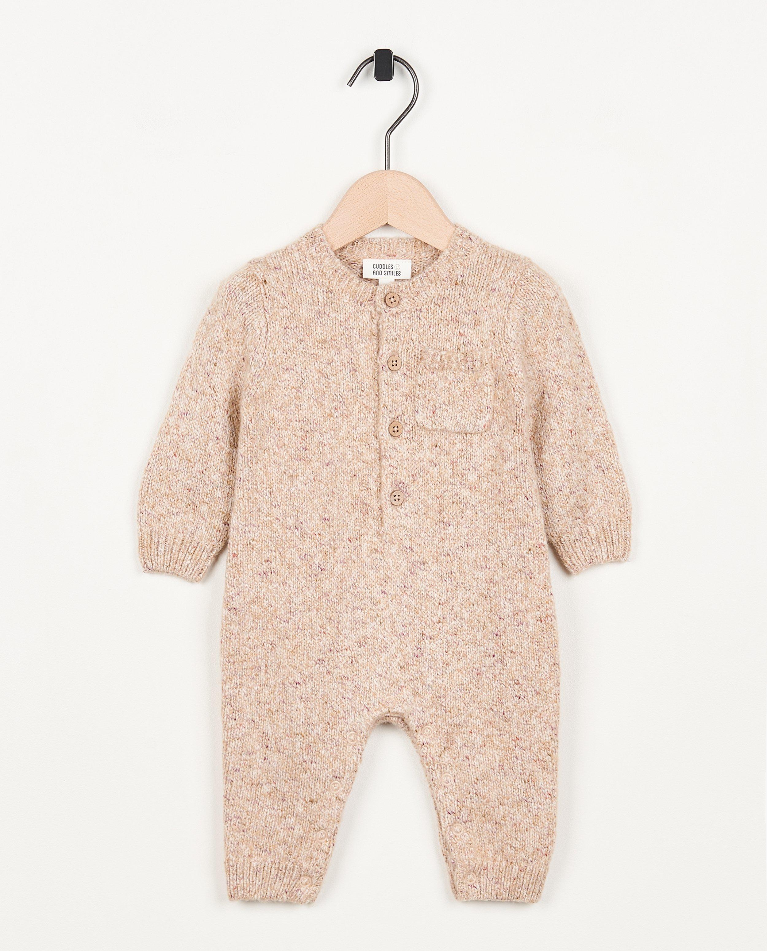 Beige kruippak van fijne brei - null - Newborn 50-68