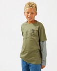 T-shirts - Groen-grijze longsleeve