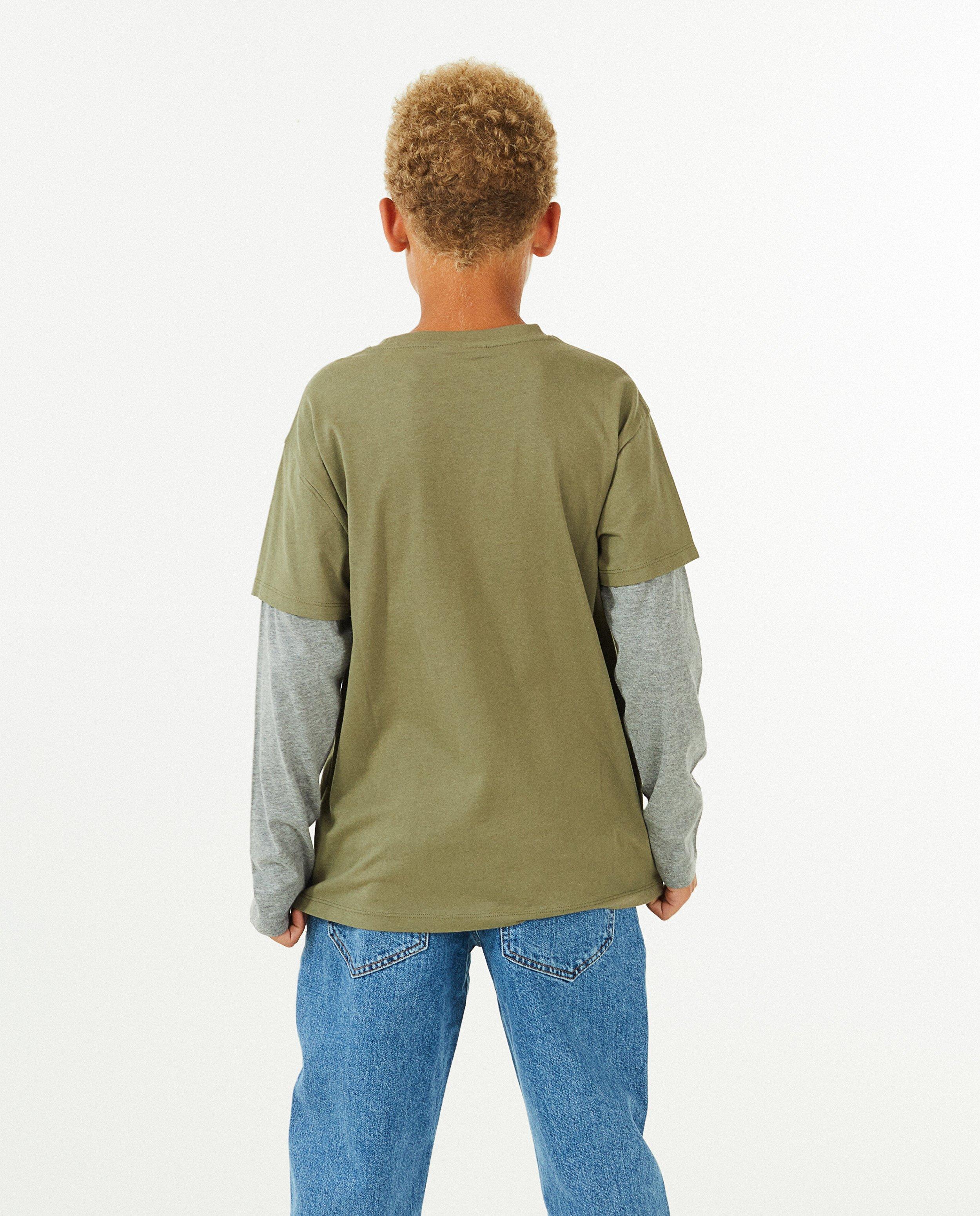 T-shirts - Groen-grijze longsleeve